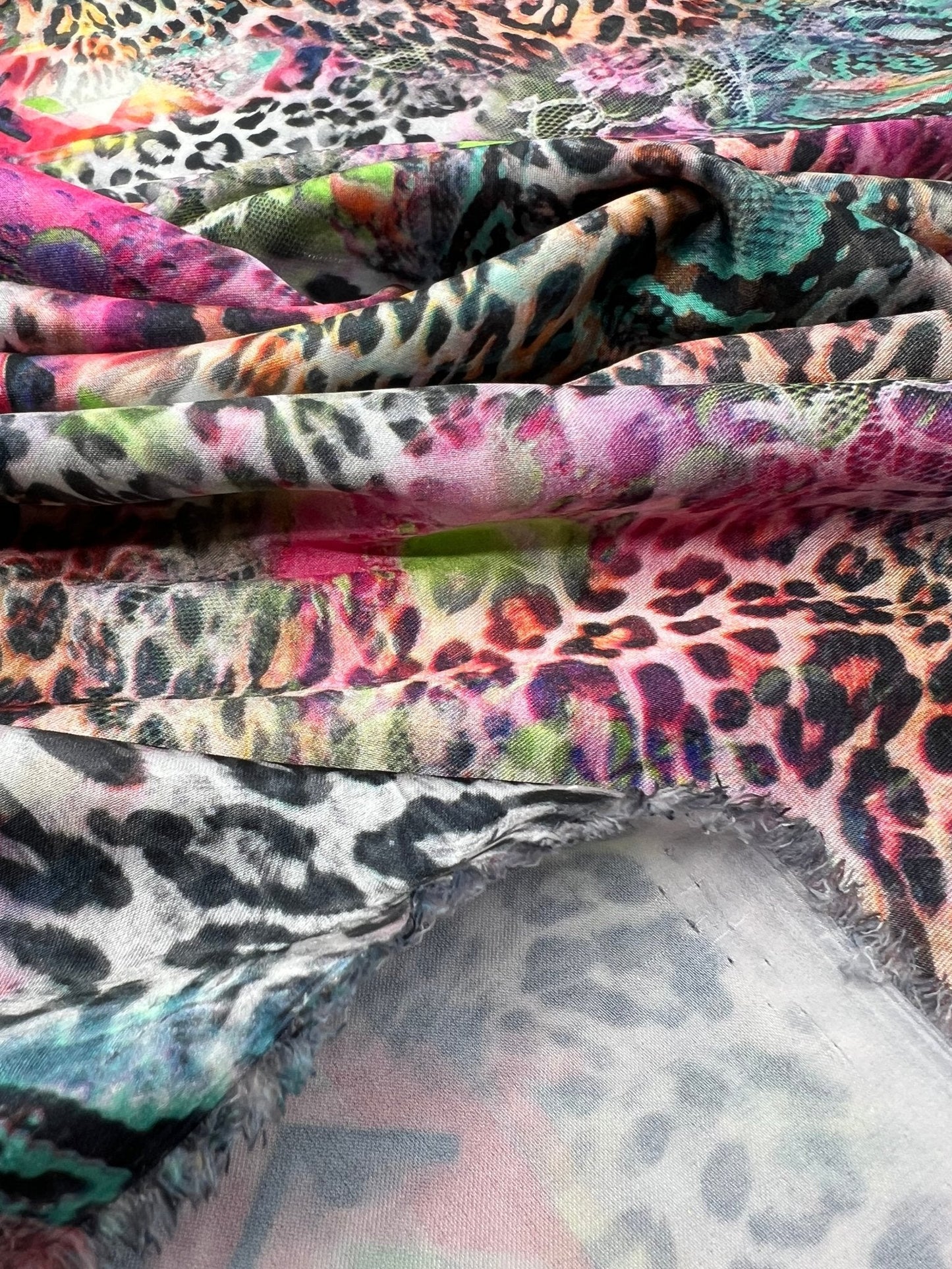 Bright Animal Floral Satin Dress Craft Fabric