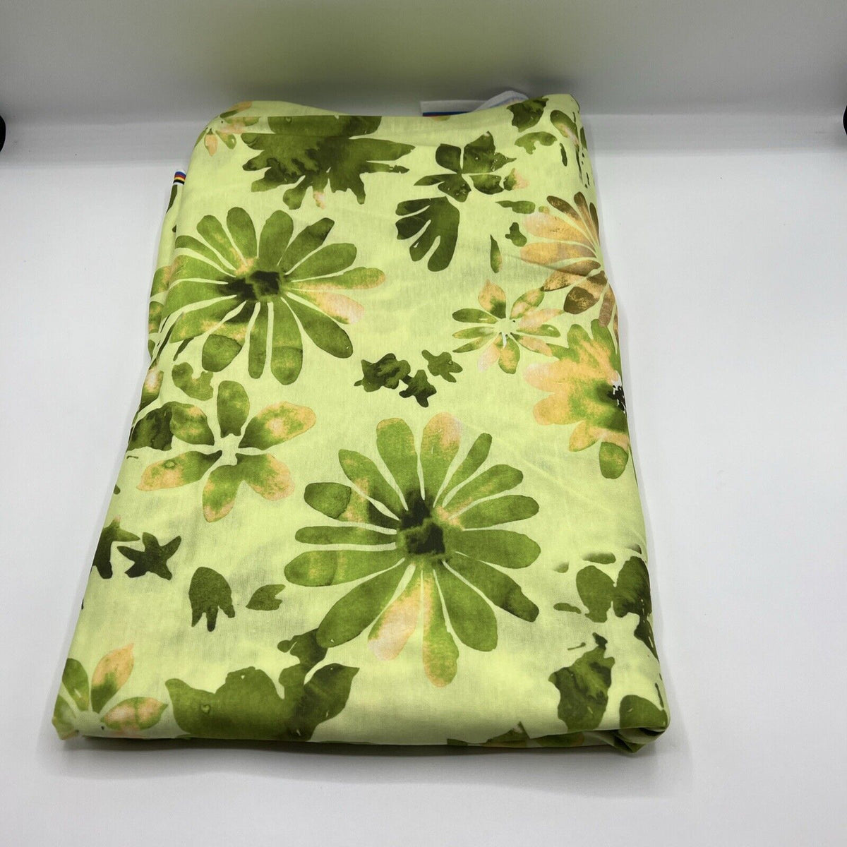 Bright Green Floral Print Spun Poly Stretch Fabric