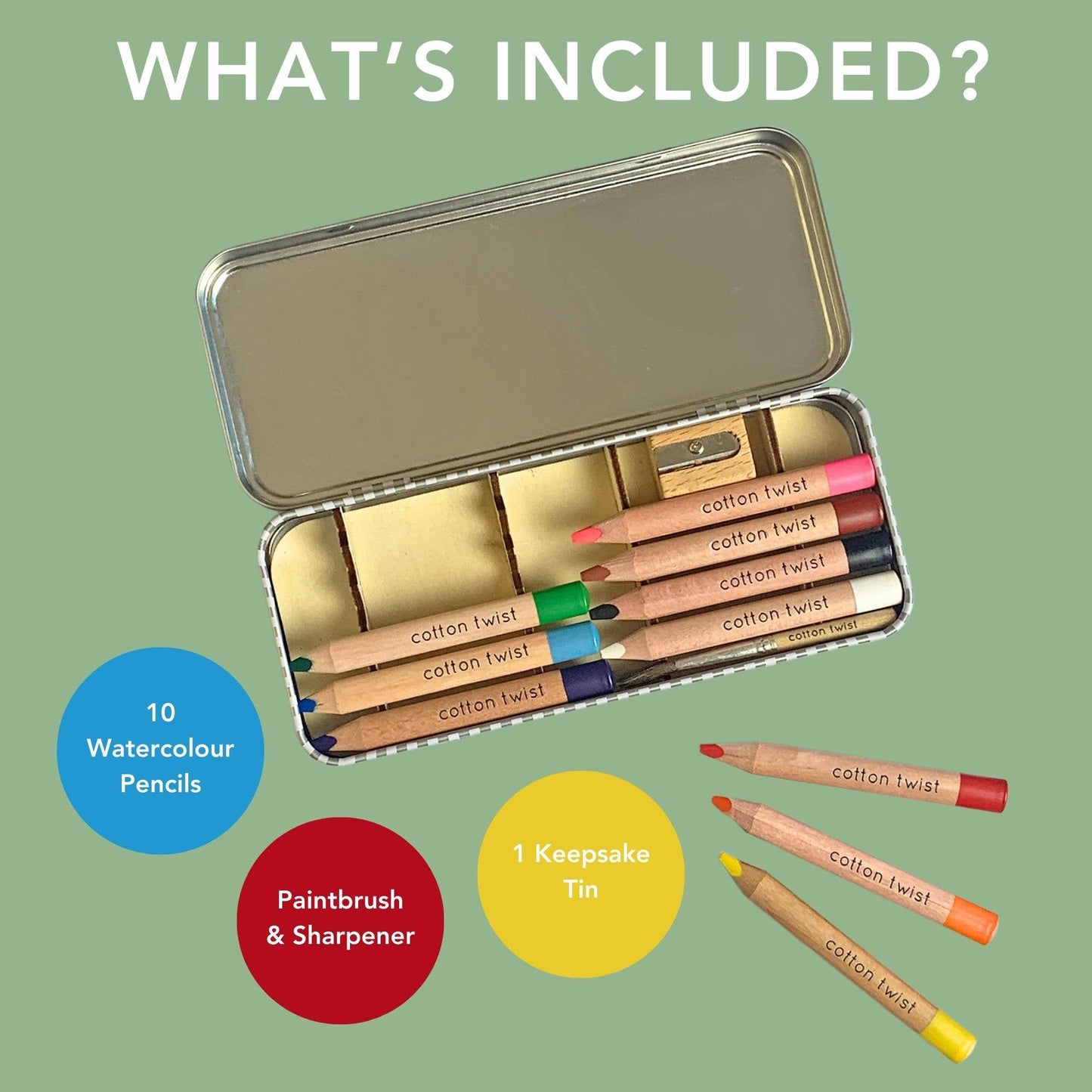 Bright Mix Watercolour Pencils Gift Set in Reusable Tin