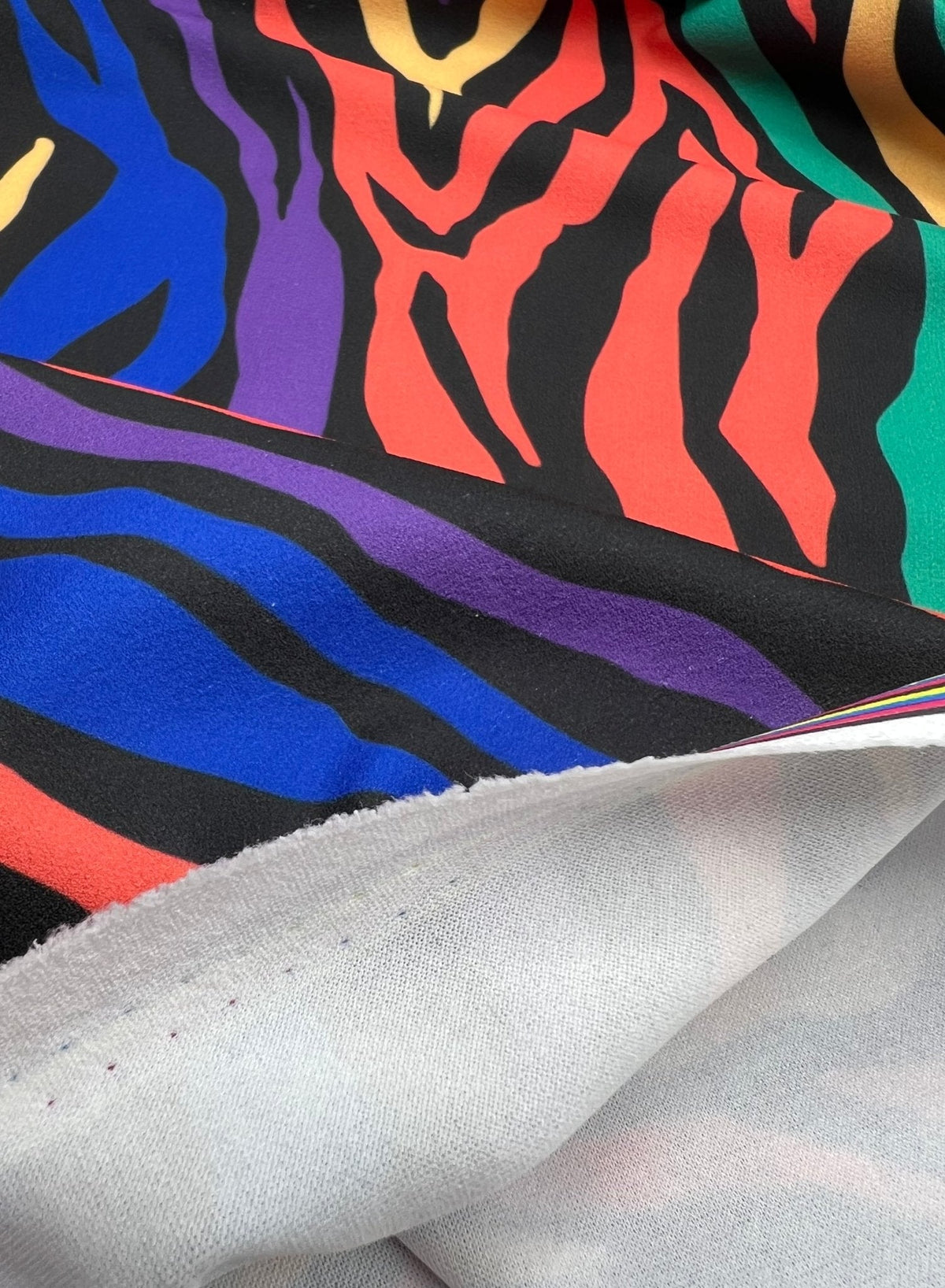 Bright Multi Animal Printed Scuba Crepe Jersey Fabric 4 Way Stretch