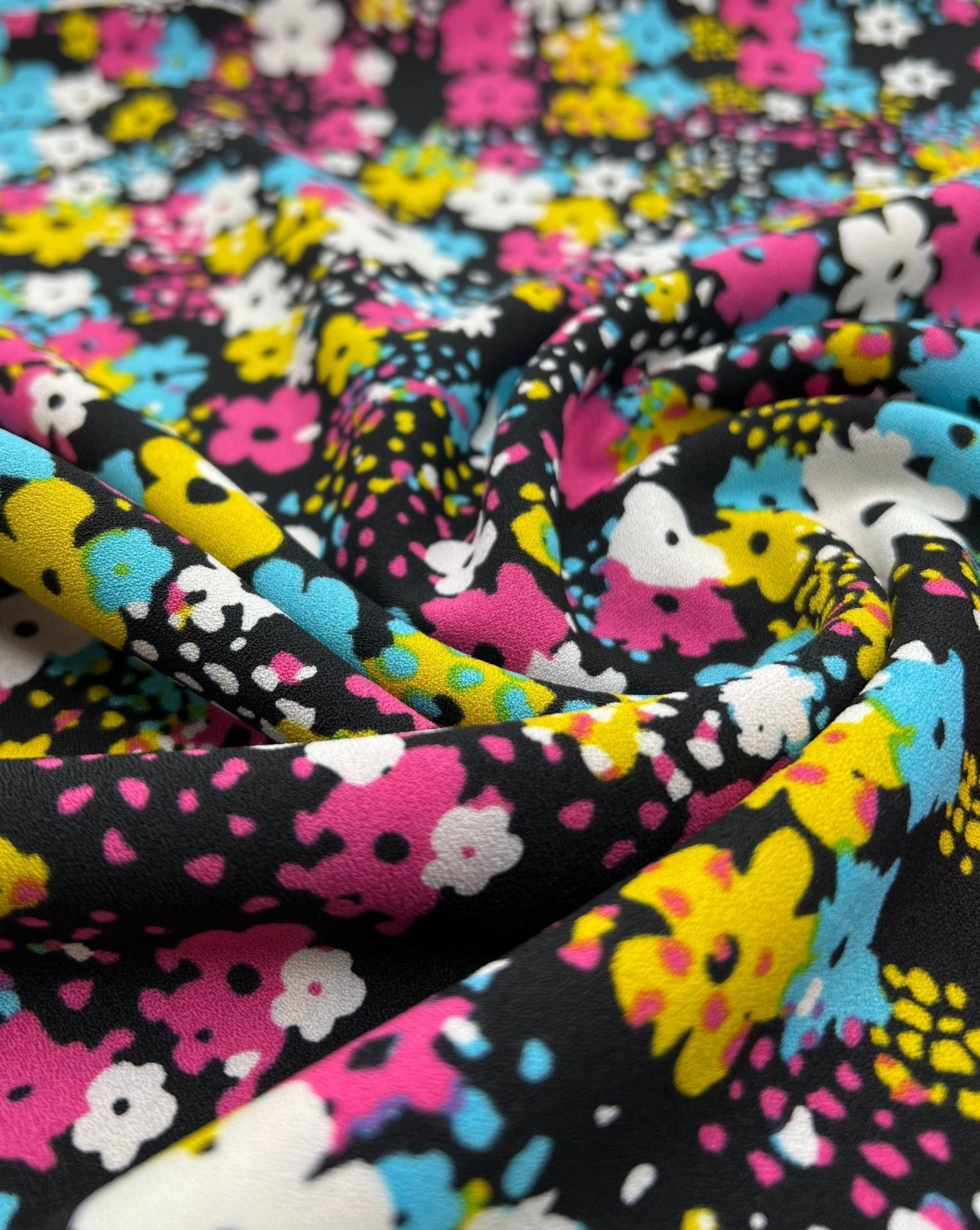 Bright Multi Colour Floral Lightweight Non Stretch Woven Fabric