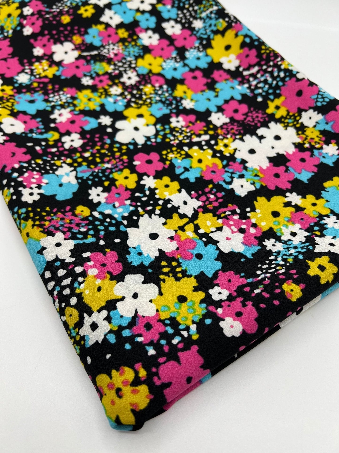 Bright Multi Colour Floral Lightweight Non Stretch Woven Fabric