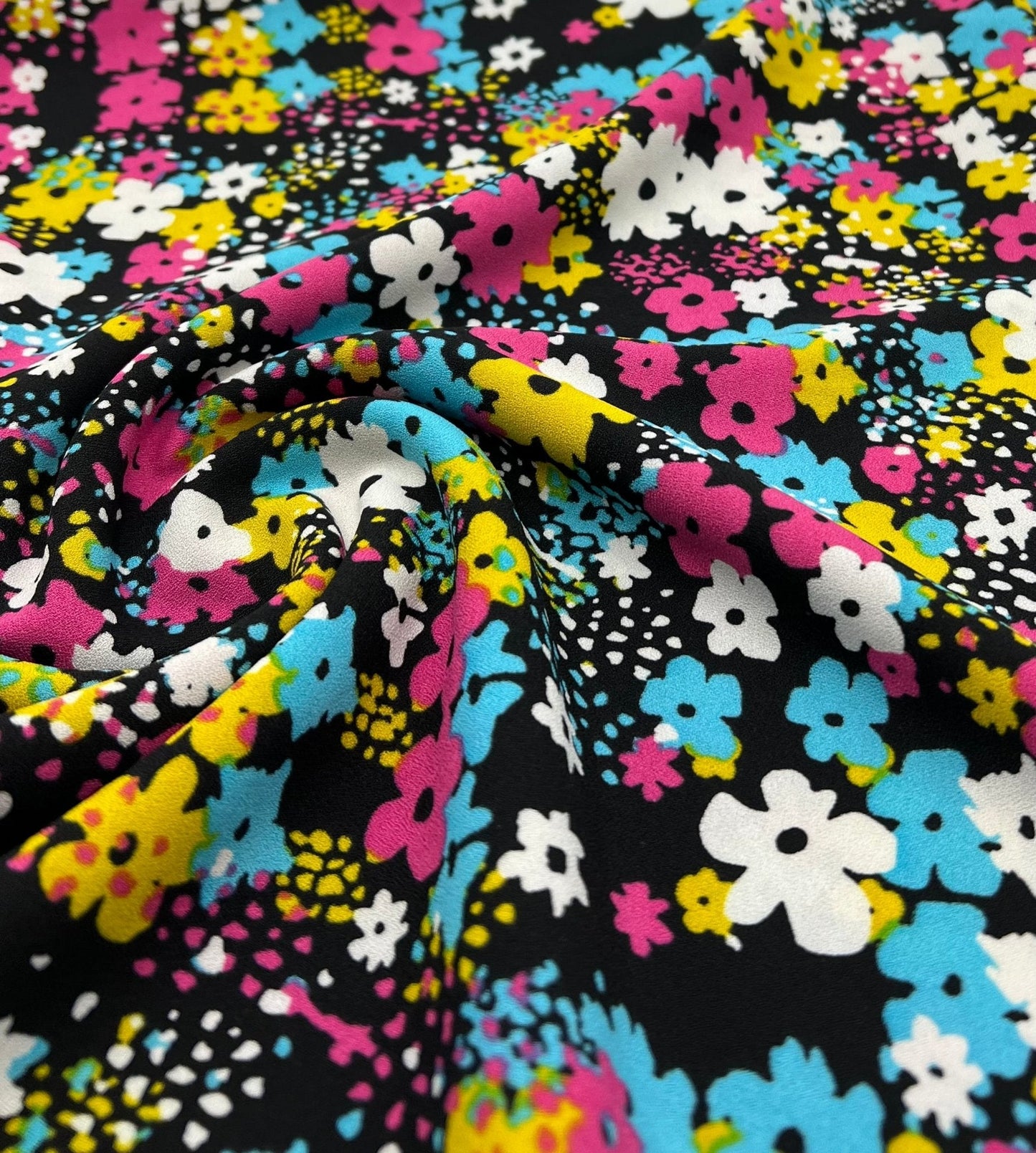 Bright Multi Colour Floral Lightweight Non Stretch Woven Fabric