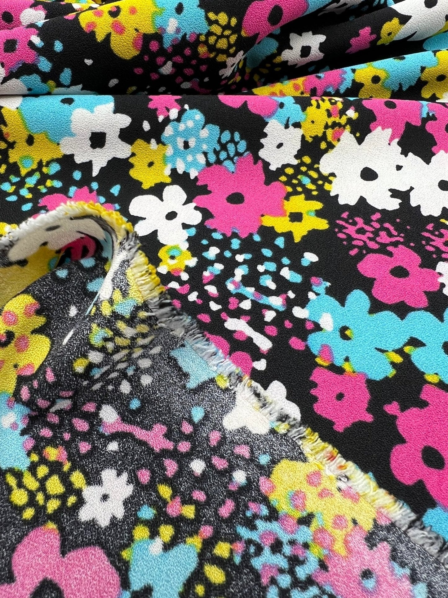 Bright Multi Colour Floral Lightweight Non Stretch Woven Fabric