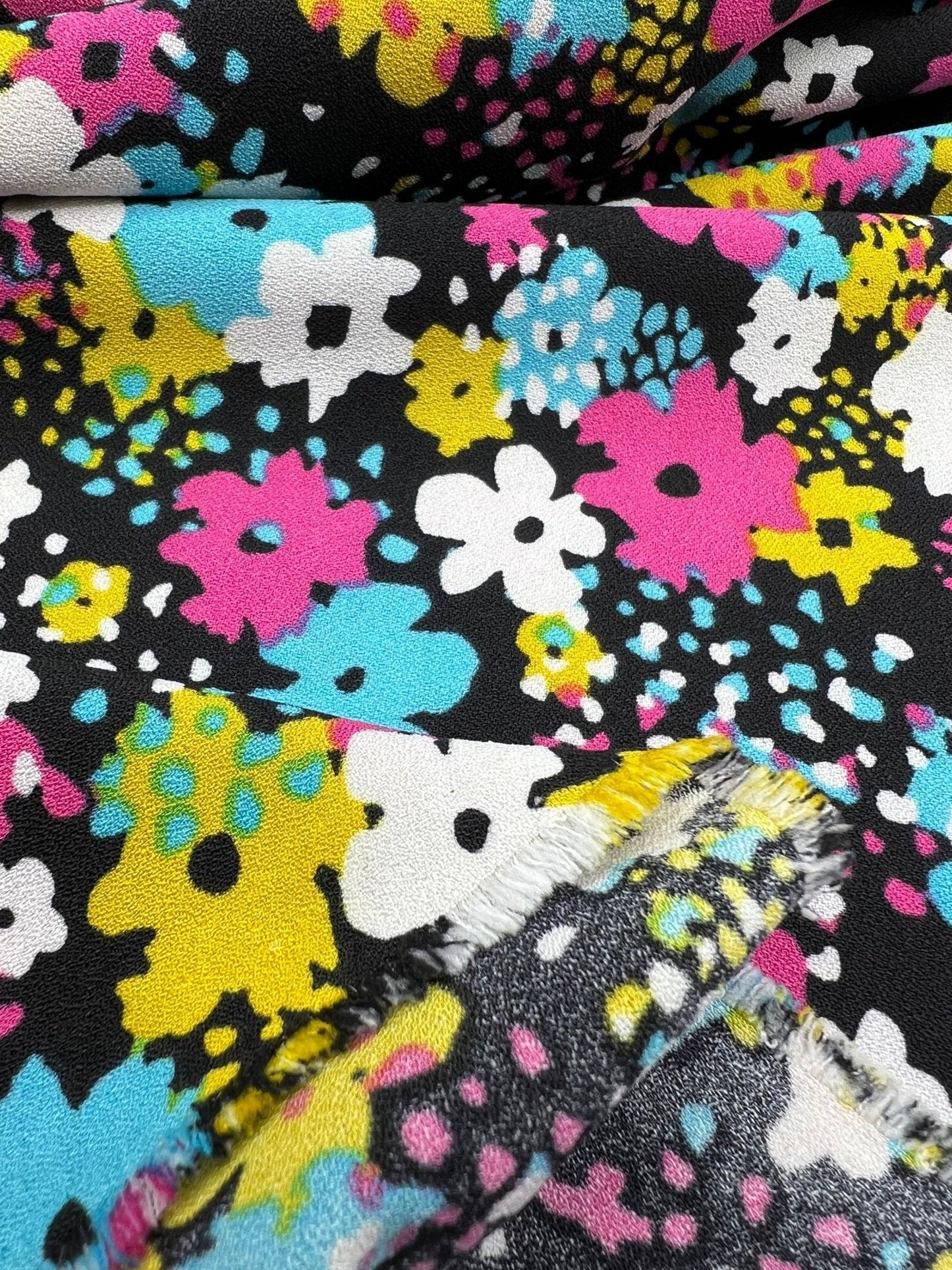 Bright Multi Colour Floral Lightweight Non Stretch Woven Fabric