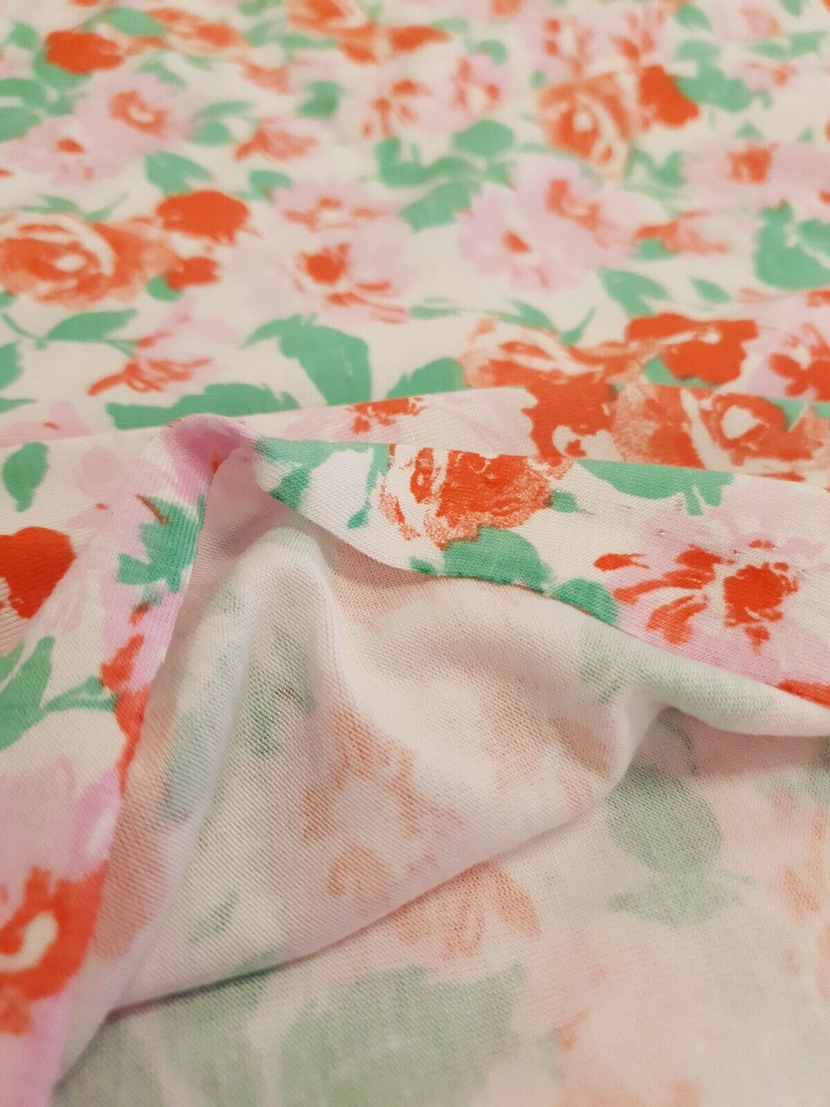 Bright Multi Floral Print Viscose Elastane Fabric