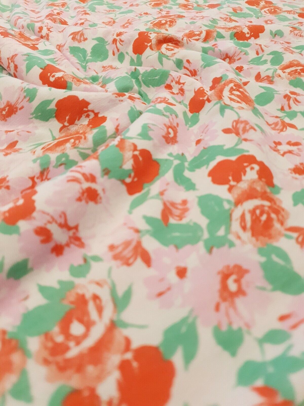 Bright Multi Floral Print Viscose Elastane Fabric