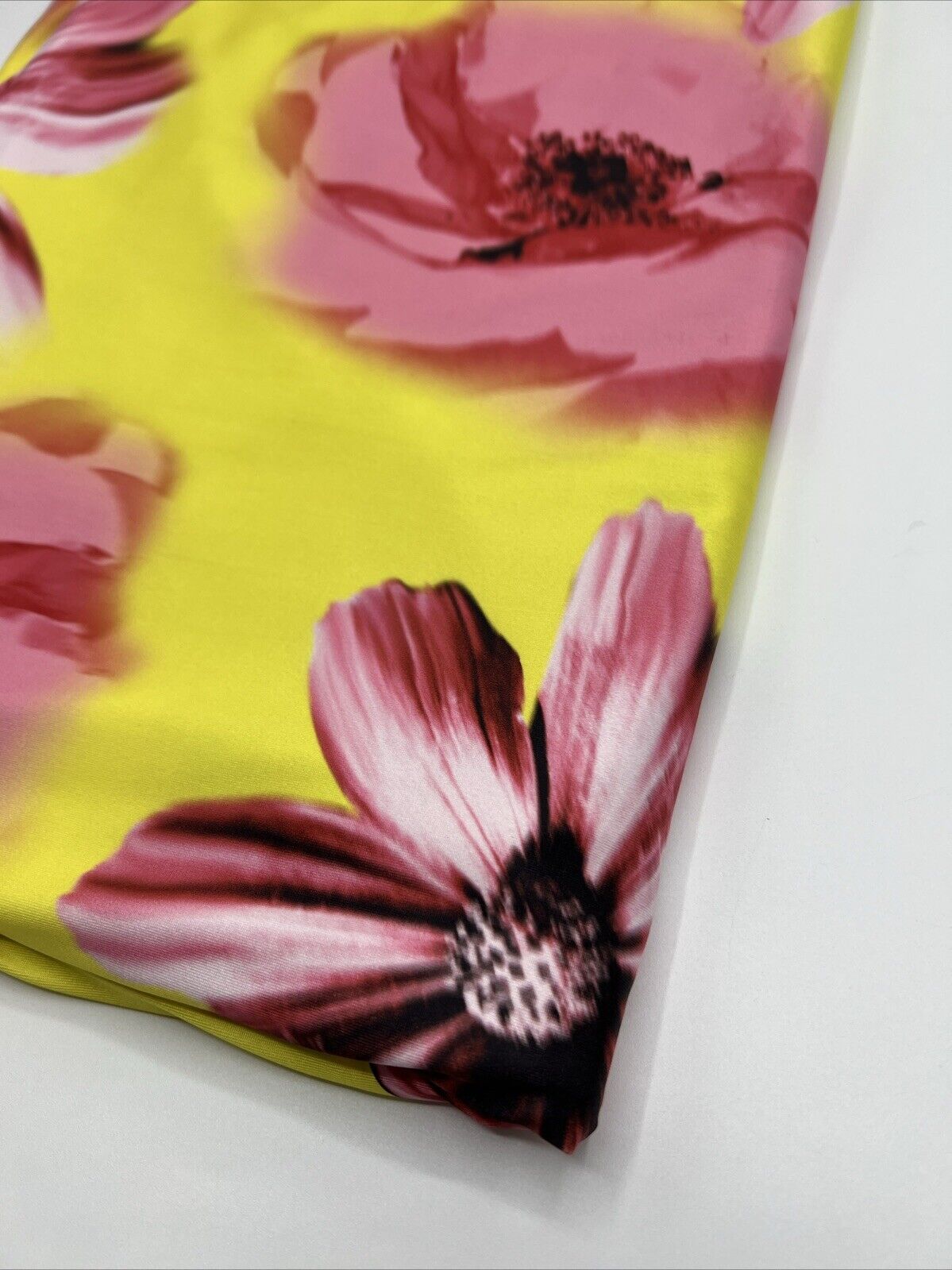 Bright Yellow Floral Print Soft Touch Stretch Fabrics