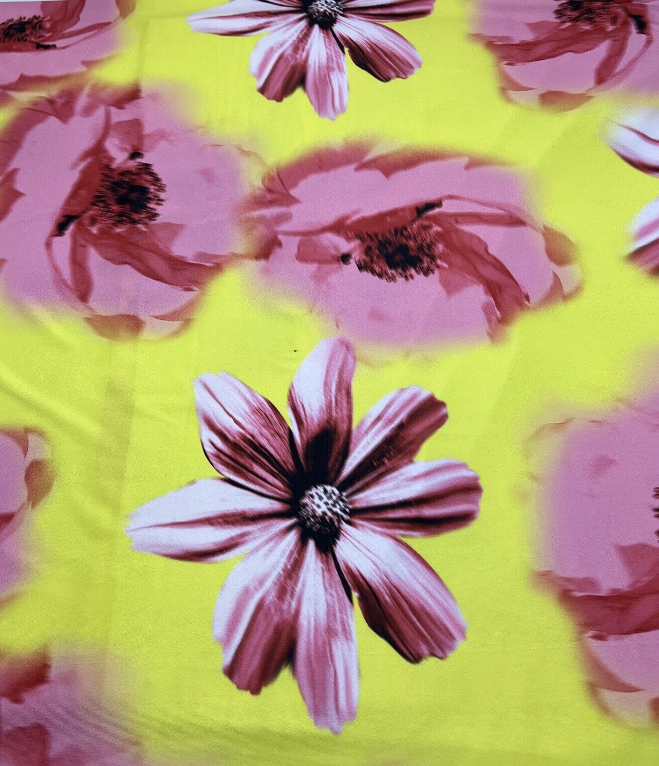 Bright Yellow Floral Print Soft Touch Stretch Fabrics