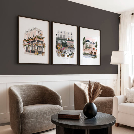 British Posters "London in Bloom" Travel Wall Art Prints | Set of 3