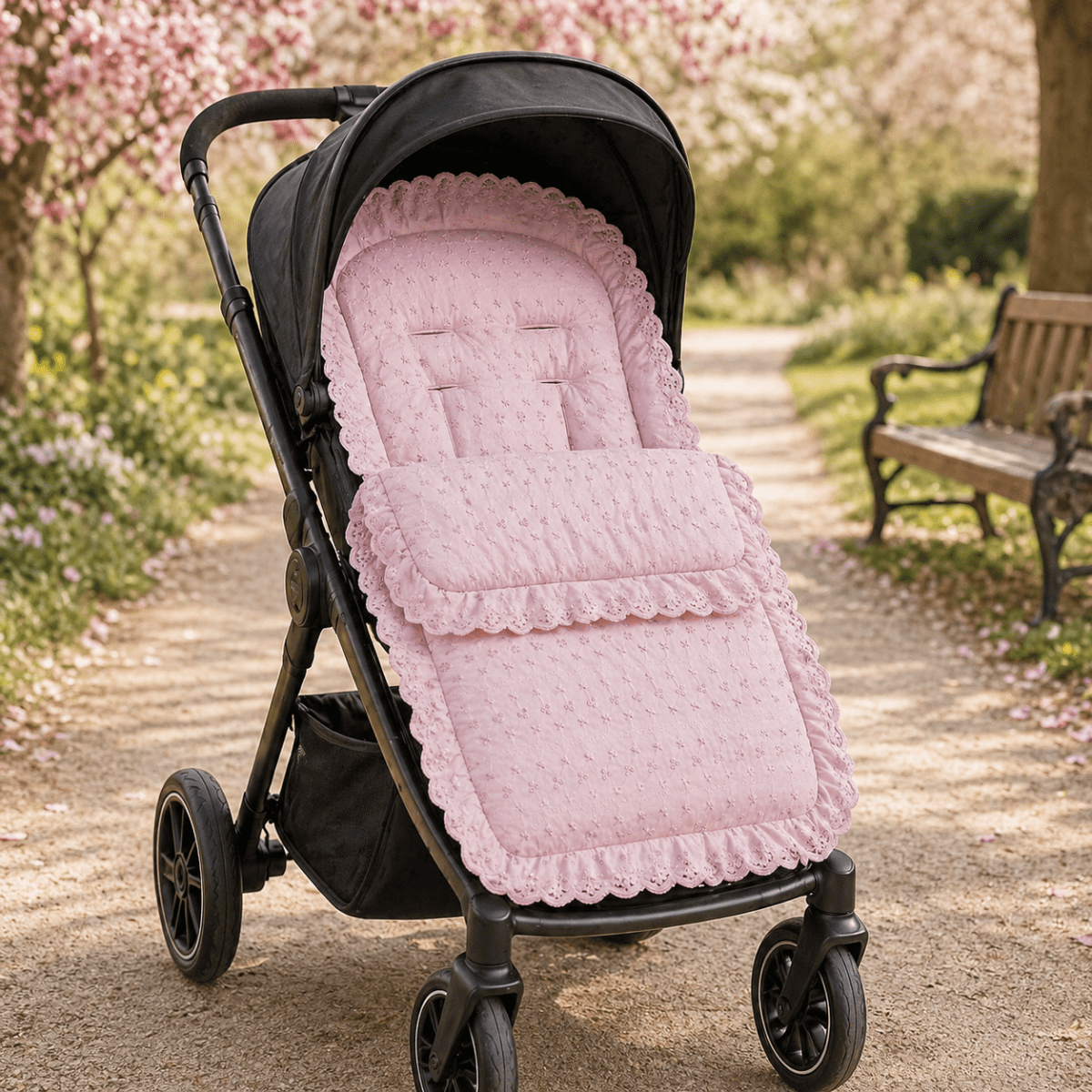 Universal Broderie Anglaise Pushchair Footmuff / Cosy Toes - Fits All Pushchairs / Prams And Buggies
