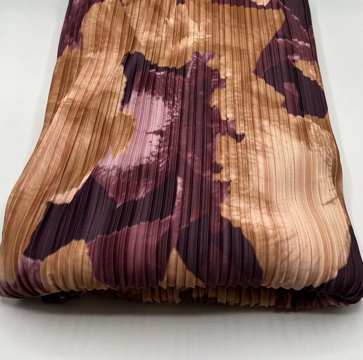 Bronze Purple Printed Plisse Pleated Stretch Fabric