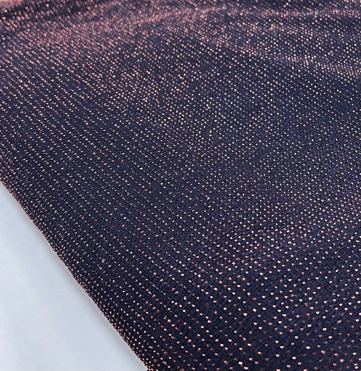 Bronze Thread Detail Navy Lurex Sparkle Metallic Stretch Knit Fabric