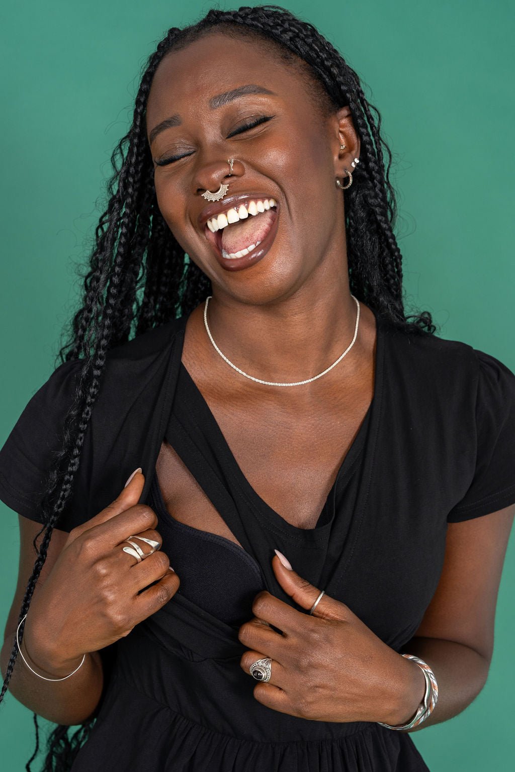 Black Cotton Breastfeeding Friendly Dress