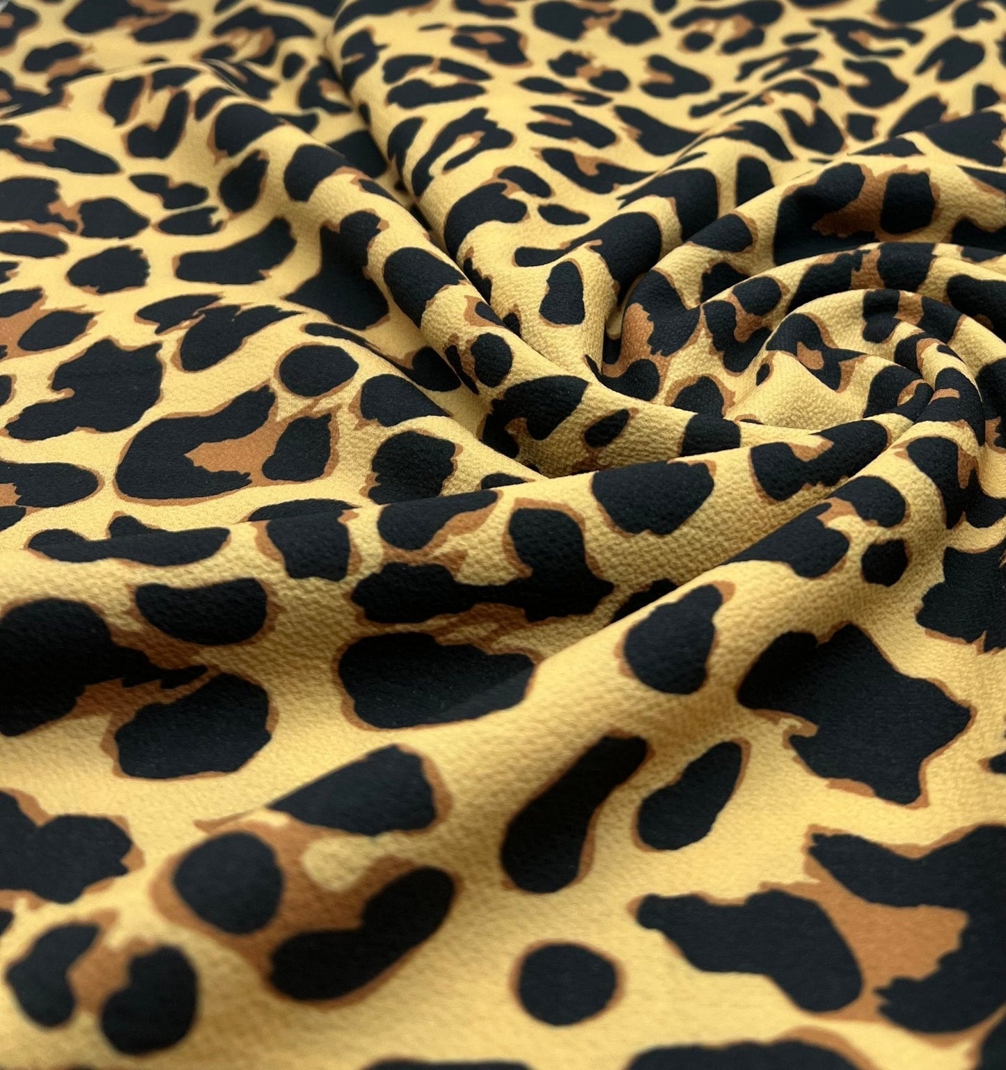 Brown Animal Print Lightweight Bubble Crepe Fabric