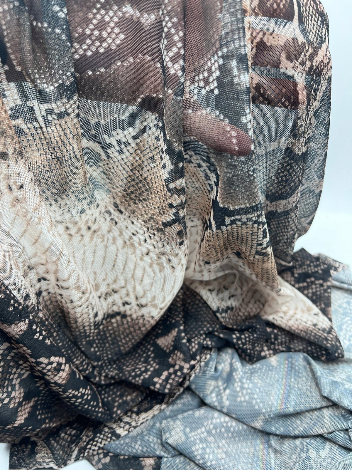 Brown Animal Snake Mesh Fabric Stretch