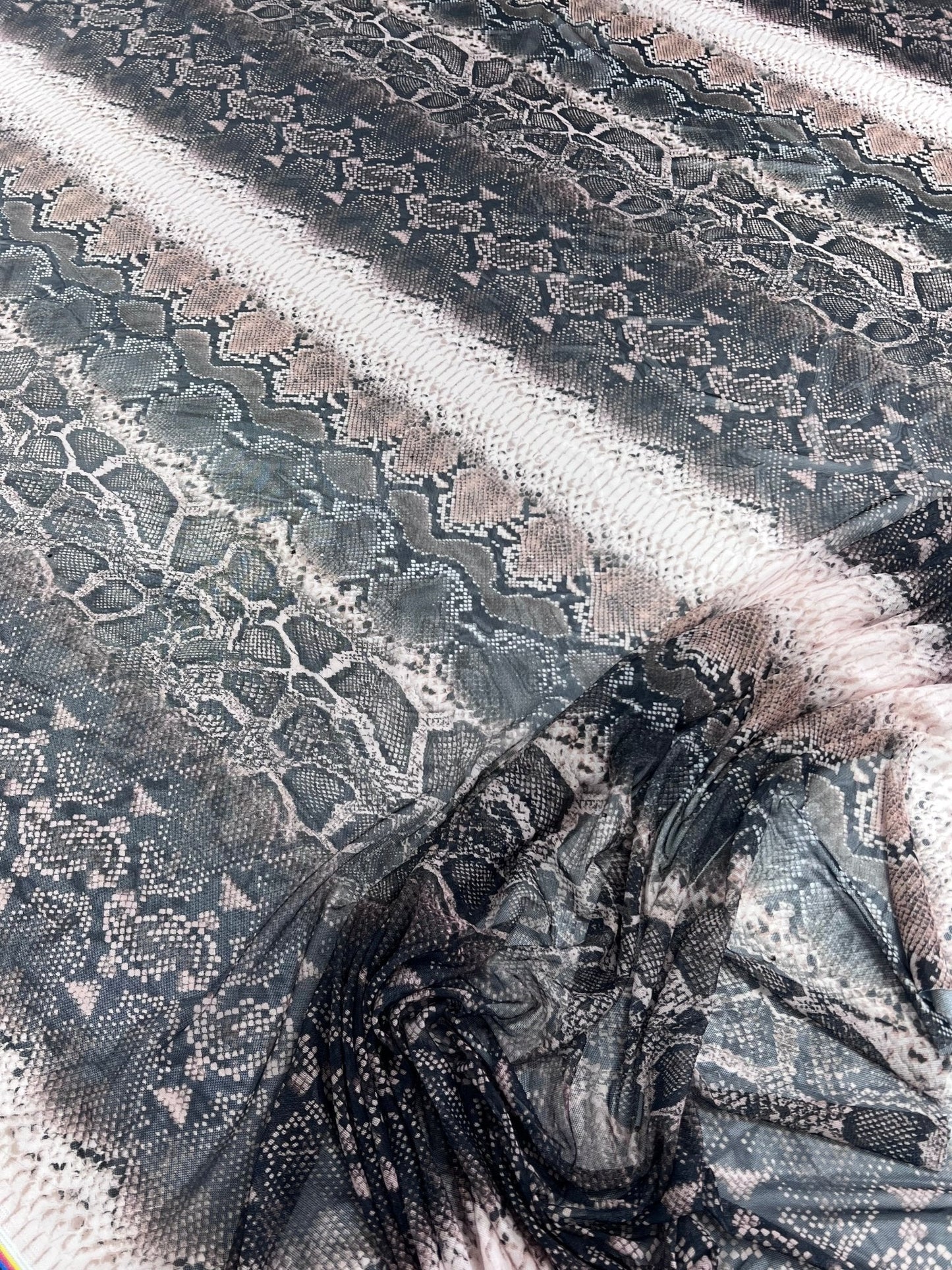 Brown Animal Snake Mesh Fabric Stretch