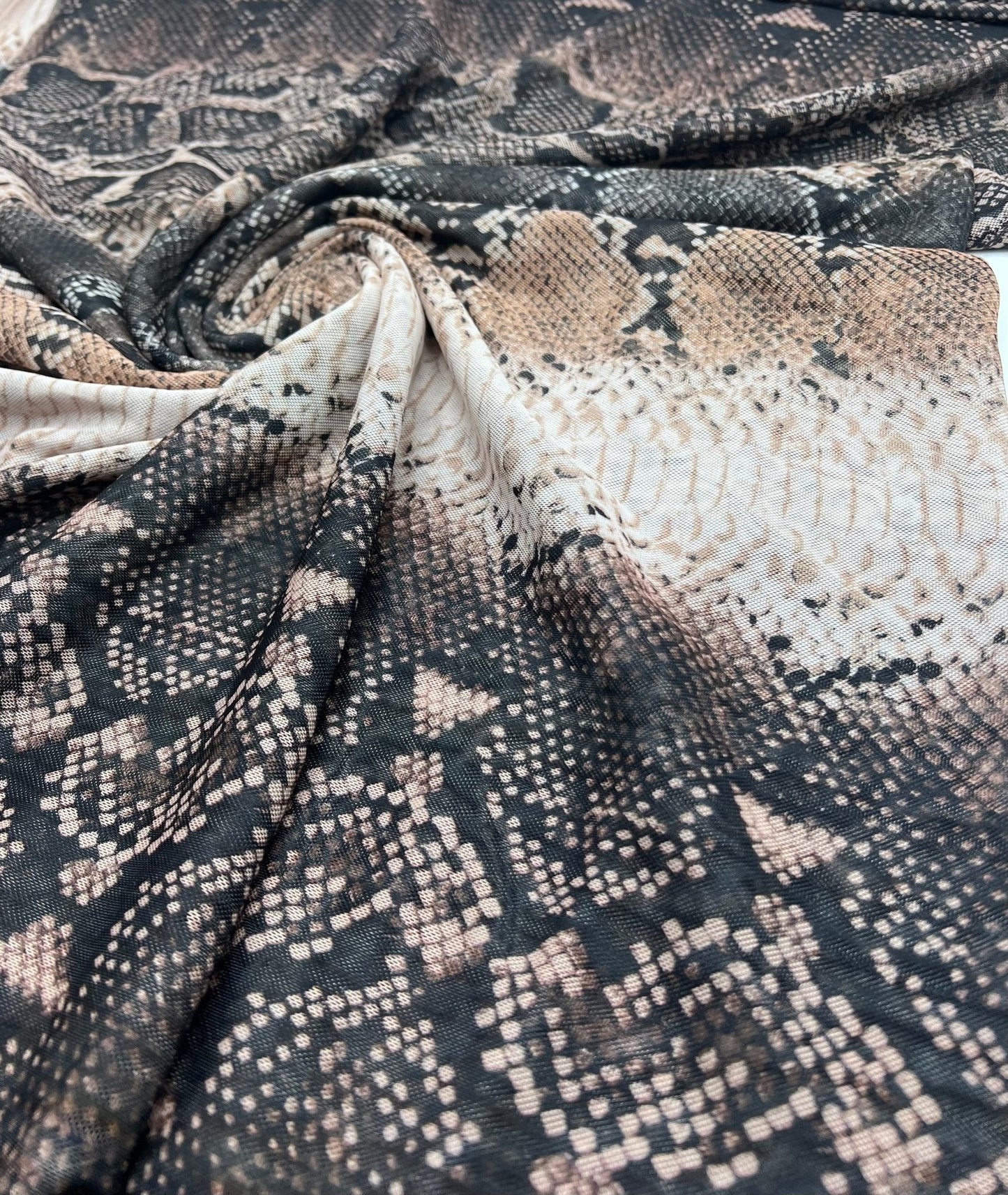 Brown Animal Snake Mesh Fabric Stretch