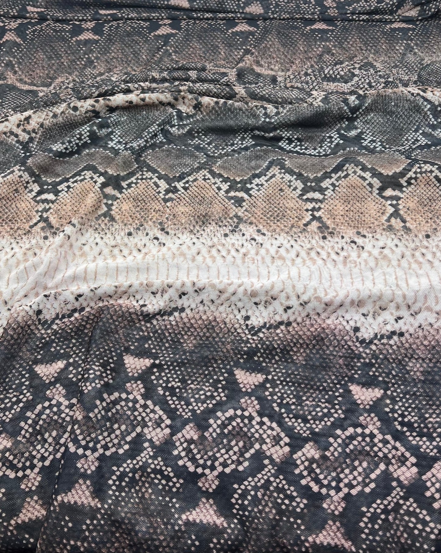 Brown Animal Snake Mesh Fabric Stretch