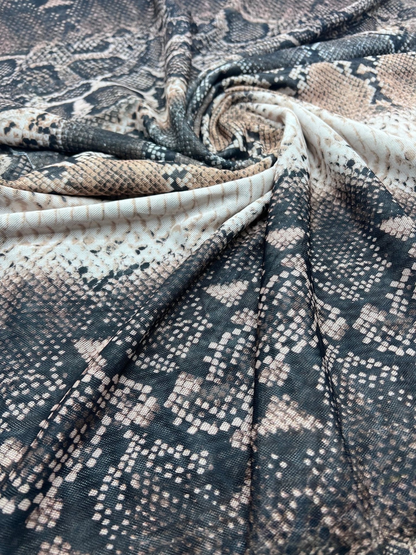 Brown Animal Snake Mesh Fabric Stretch