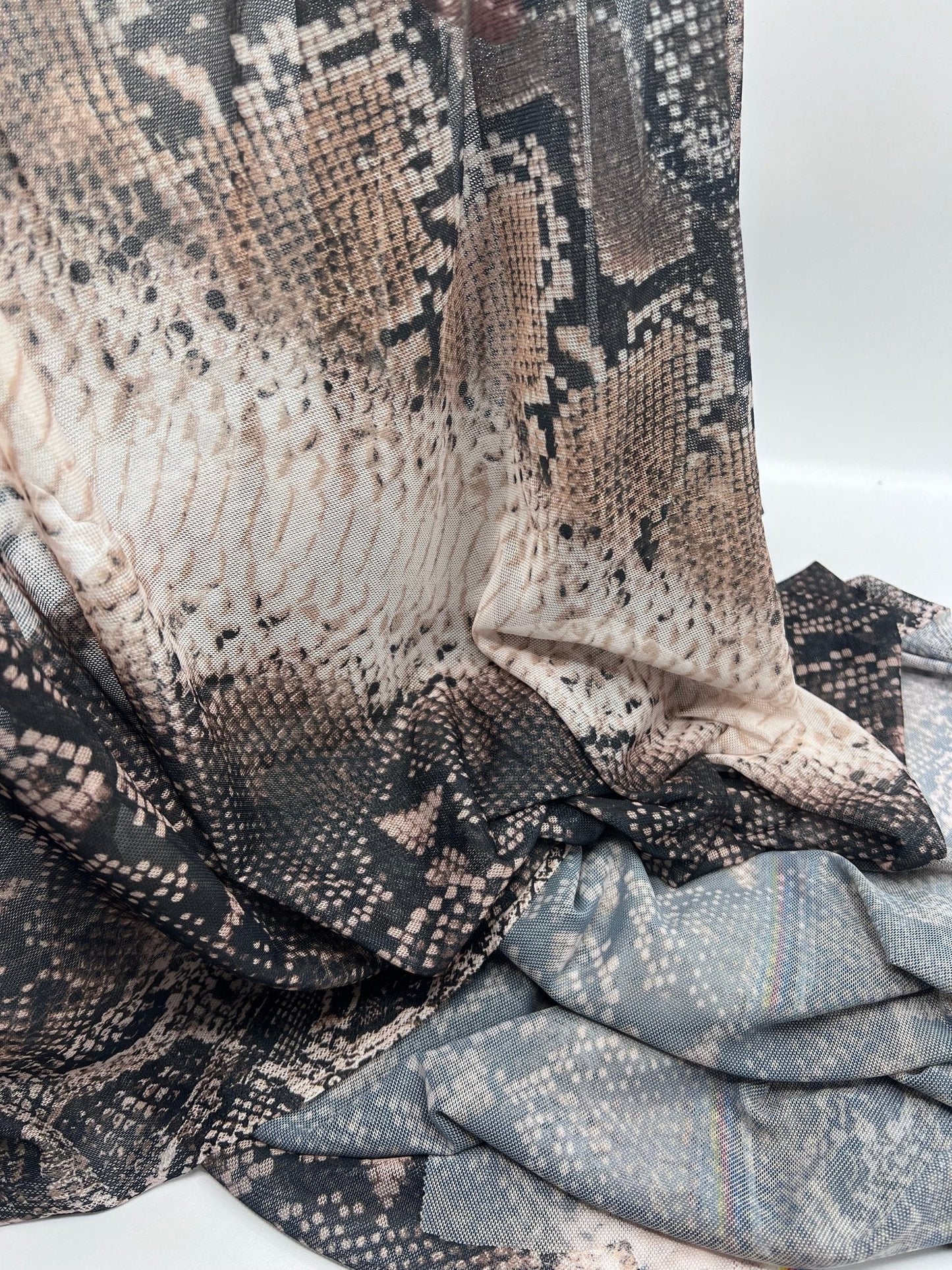 Brown Animal Snake Mesh Fabric Stretch