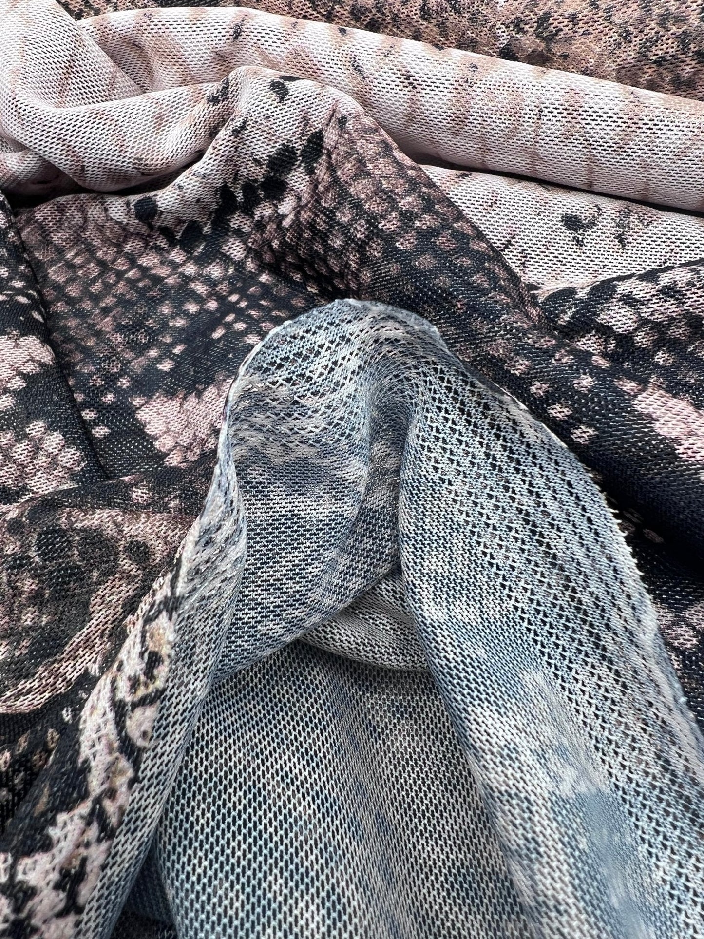 Brown Animal Snake Mesh Fabric Stretch