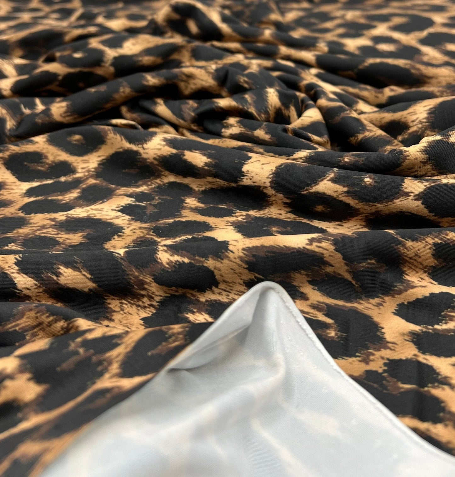Brown Black Leopard Print Soft Touch 4 Way Stretch Fabric