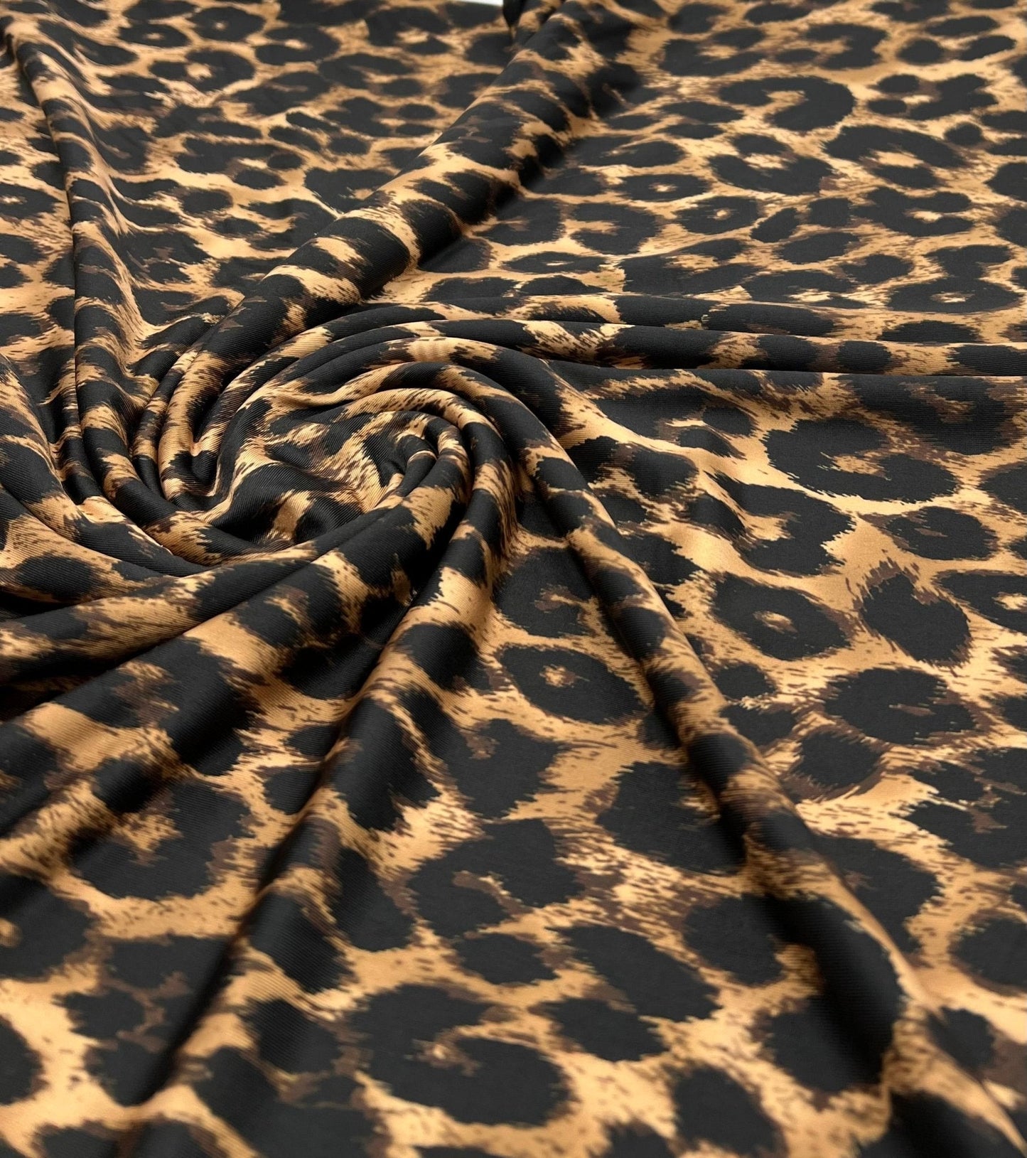 Brown Black Leopard Print Soft Touch 4 Way Stretch Fabric