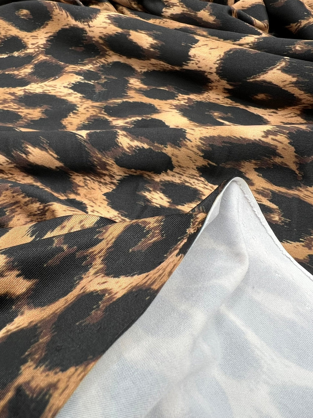 Brown Black Leopard Print Soft Touch 4 Way Stretch Fabric