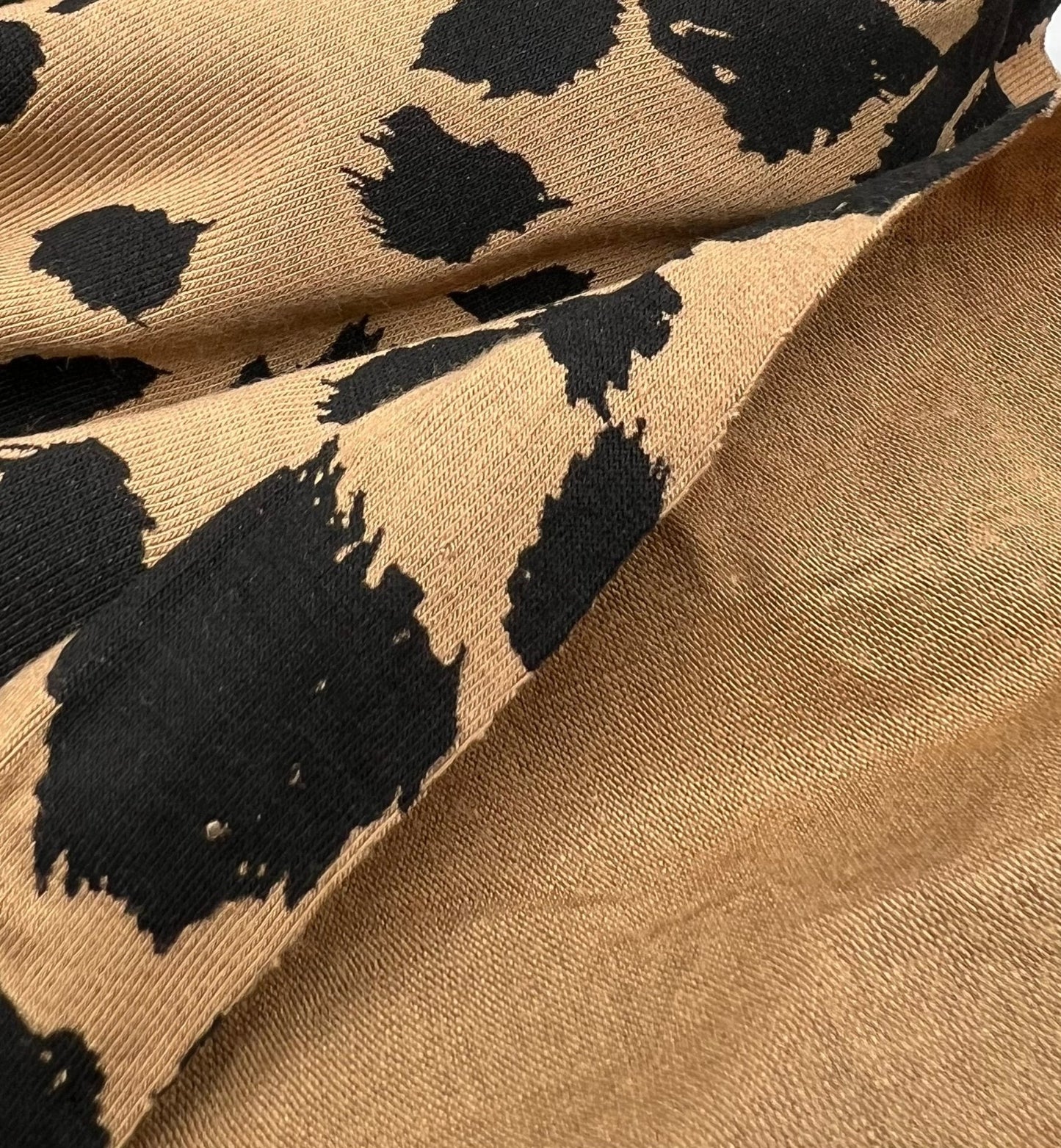 Brown Black Leopard Print Viscose Elastane Fabric