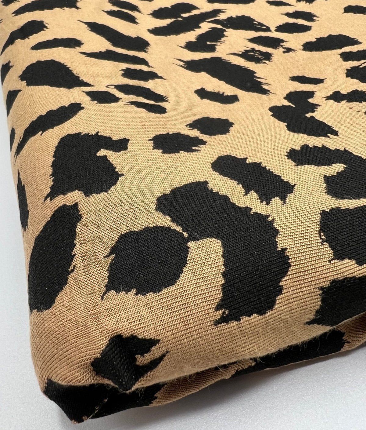 Brown Black Leopard Print Viscose Elastane Fabric