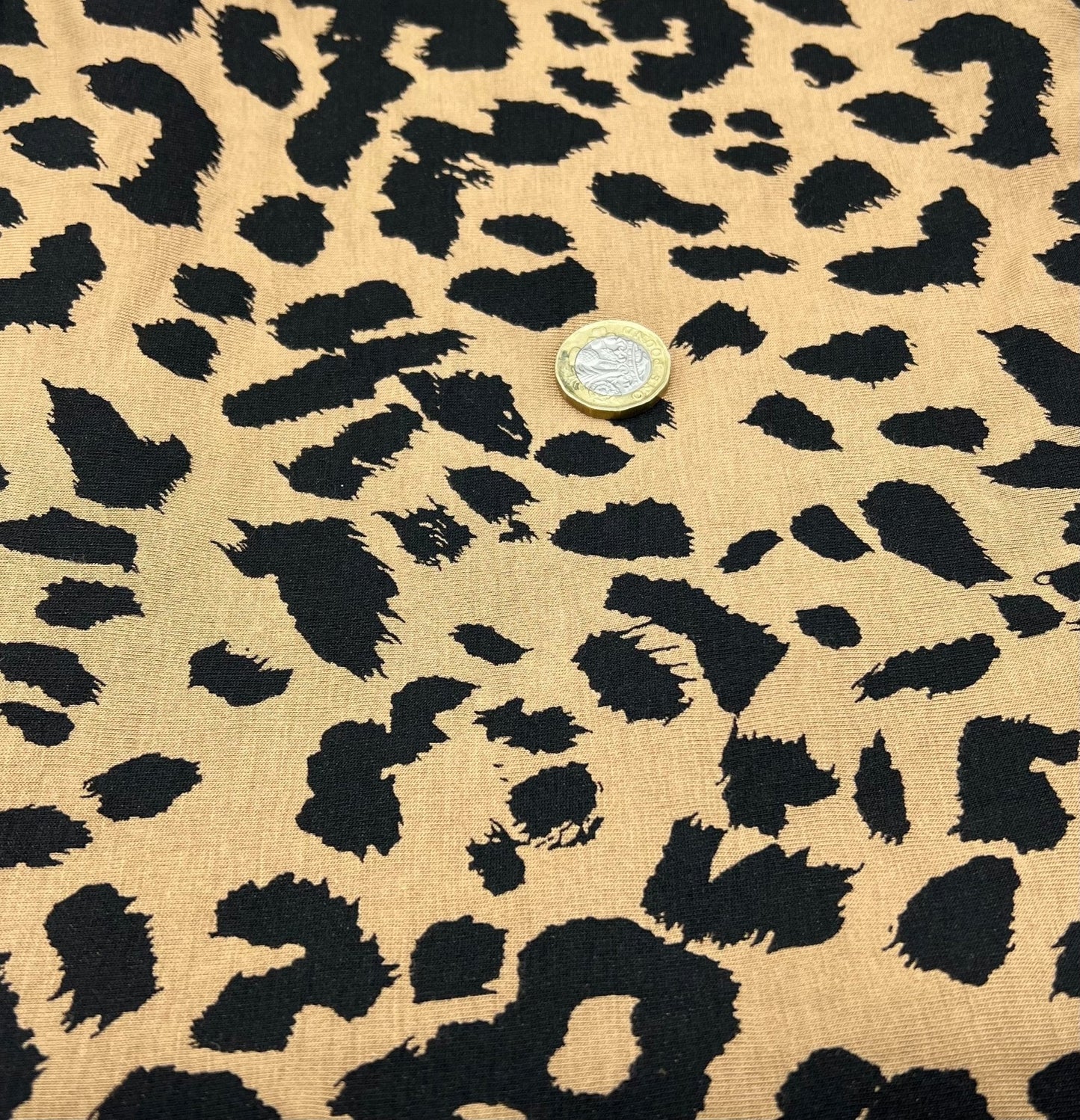 Brown Black Leopard Print Viscose Elastane Fabric