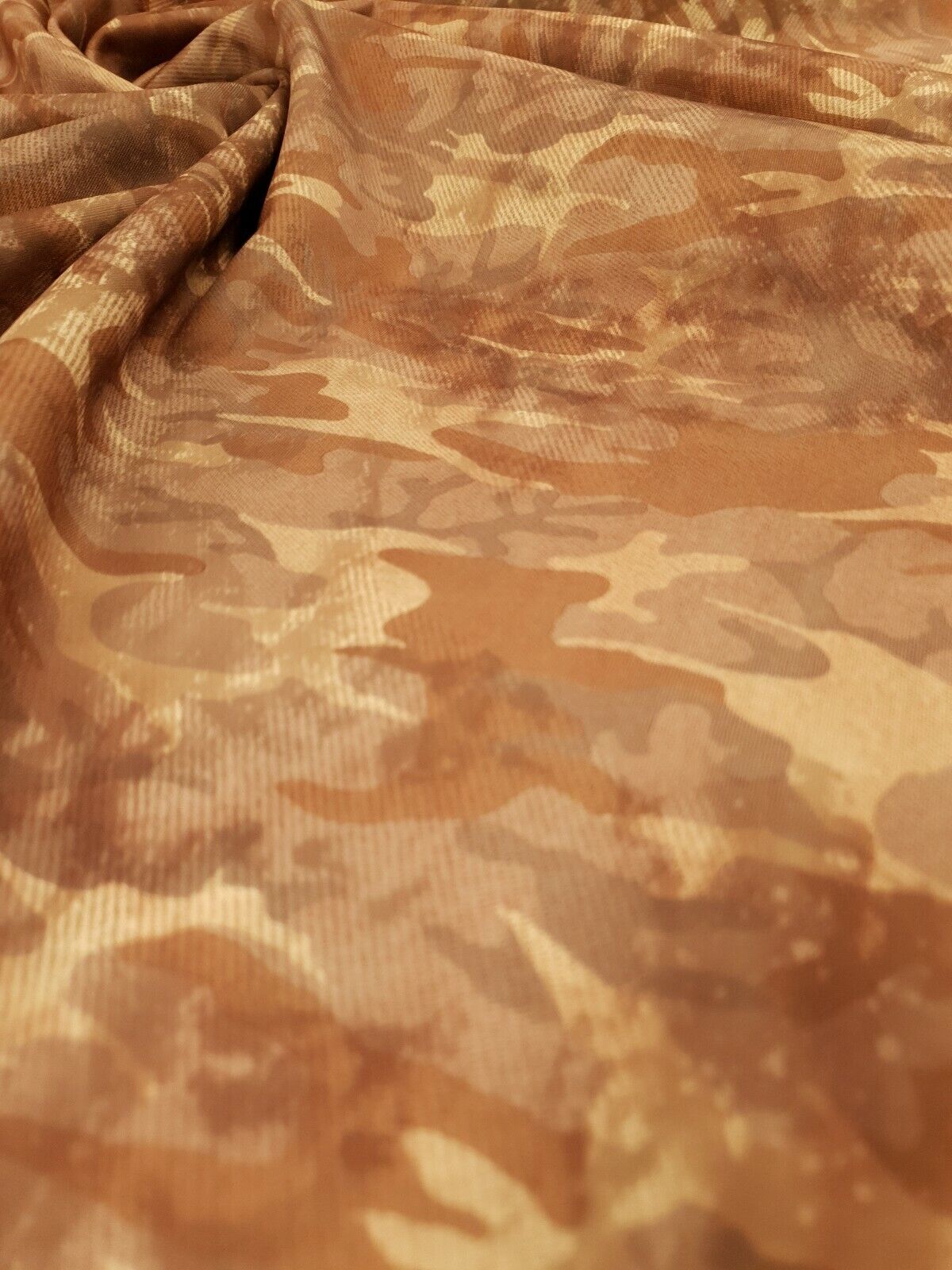Brown Camo Printed Plain Scuba 4 Way Stretch Jersey Fabric