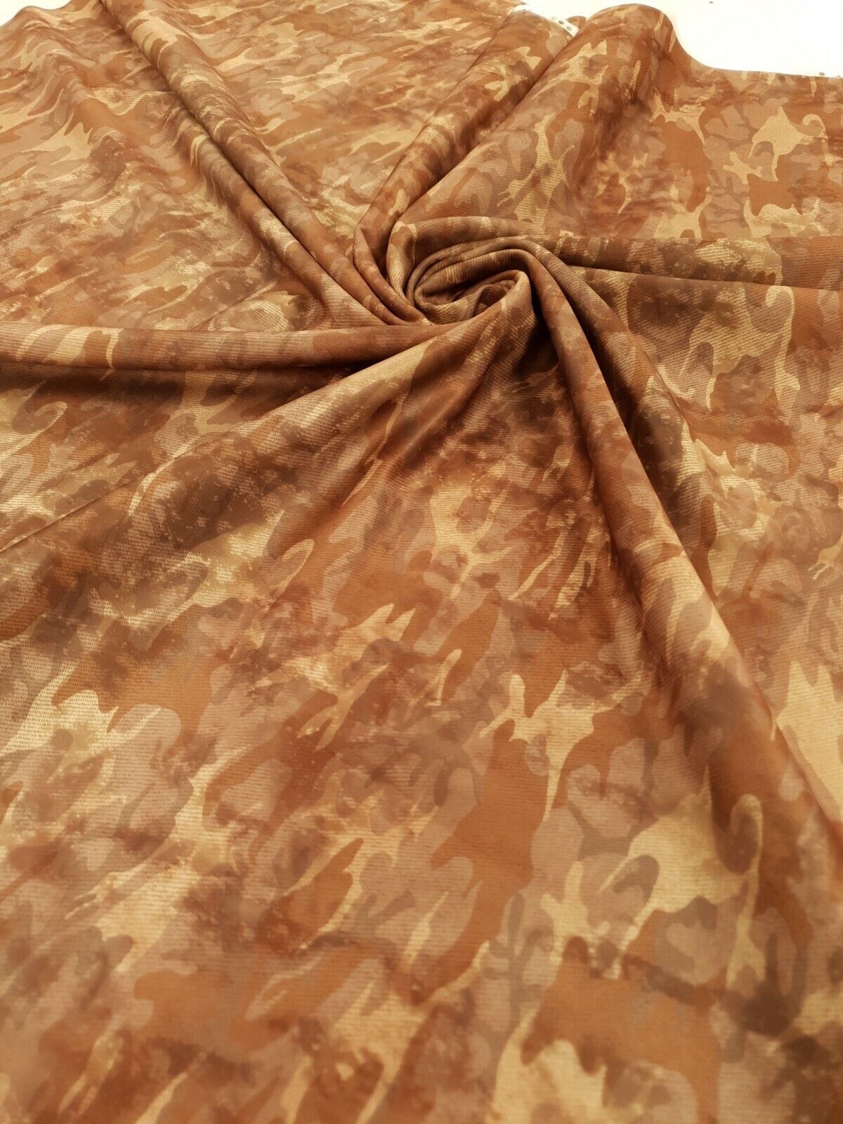 Brown Camo Printed Plain Scuba 4 Way Stretch Jersey Fabric