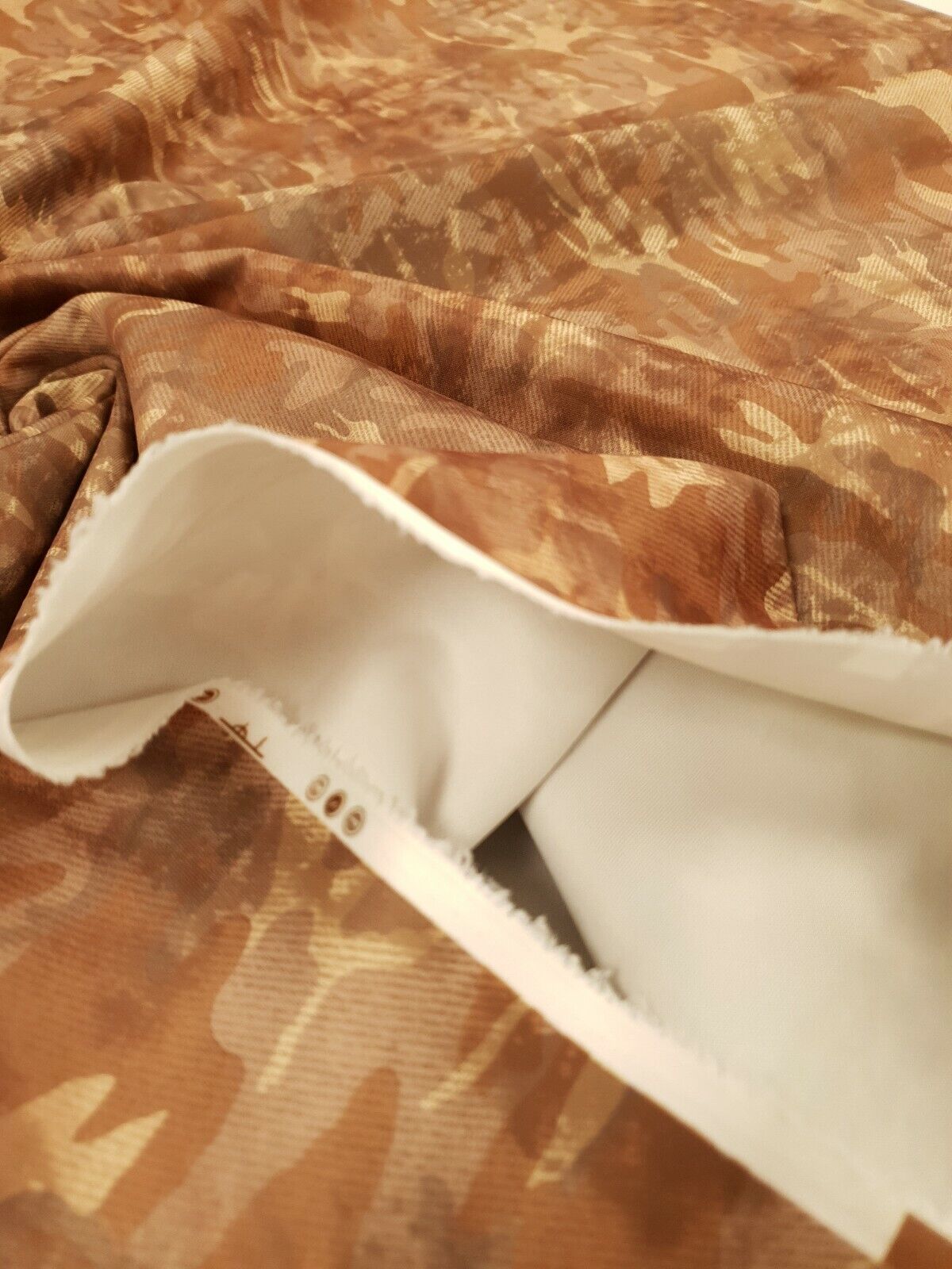 Brown Camo Printed Plain Scuba 4 Way Stretch Jersey Fabric