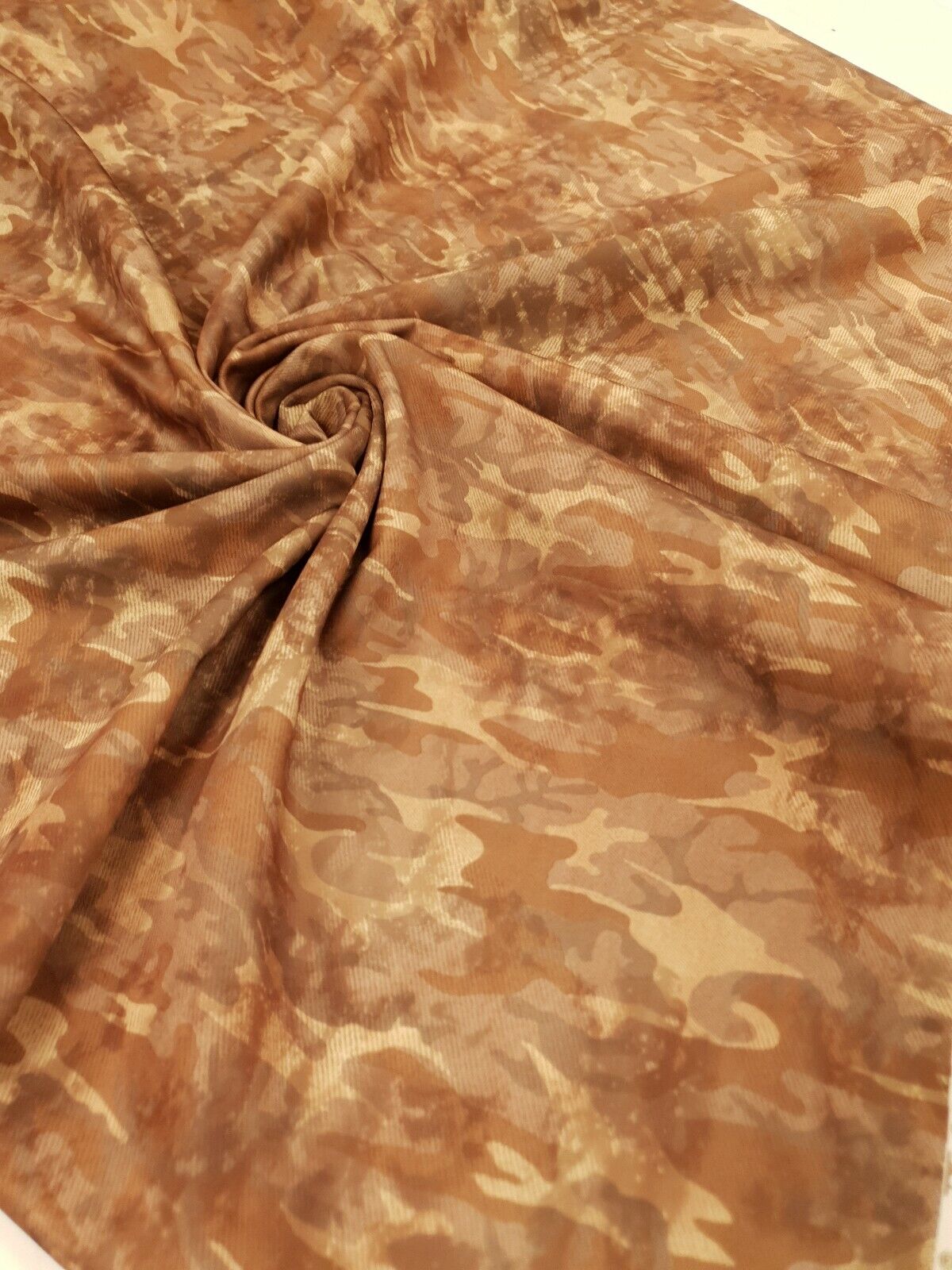 Brown Camo Printed Plain Scuba 4 Way Stretch Jersey Fabric