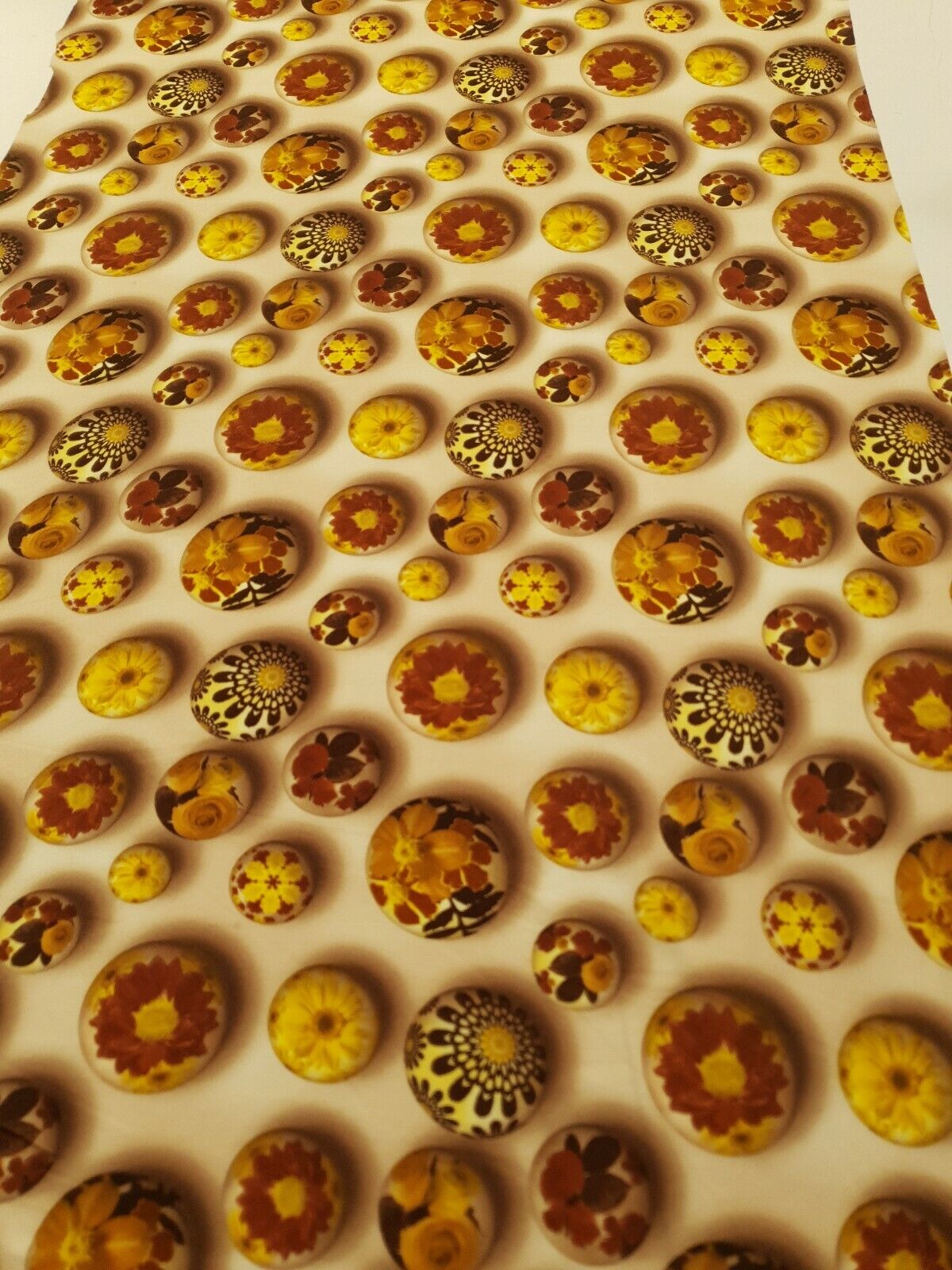 Brown Flower Stones Print Lightweight Jersey Crepe Fabric 4 Way Stretch