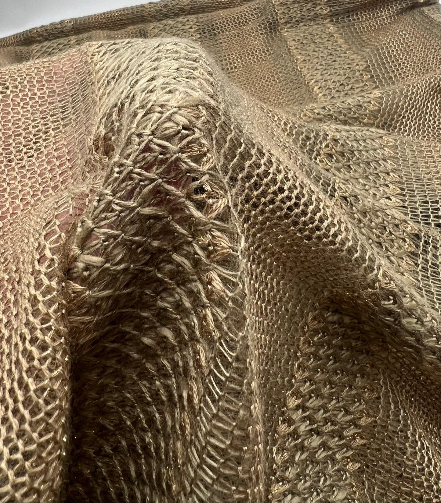 Brown Green Gold Stripe Knitted Stretch Fabric