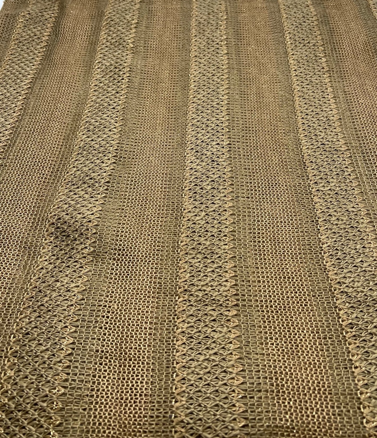 Brown Green Gold Stripe Knitted Stretch Fabric