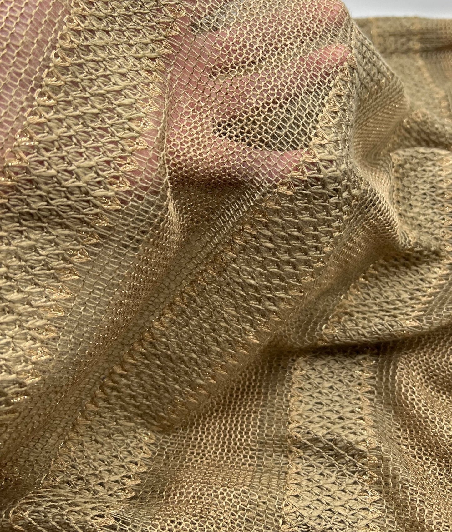 Brown Green Gold Stripe Knitted Stretch Fabric