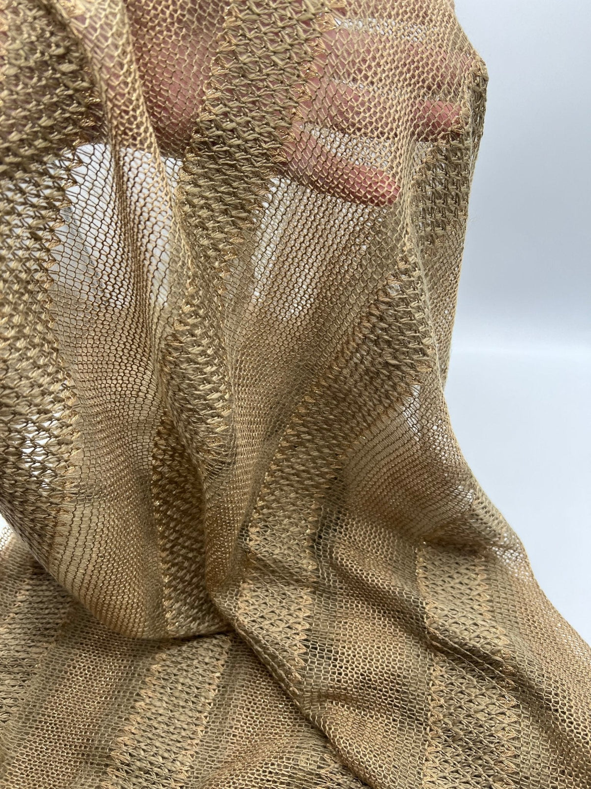Brown Green Gold Stripe Knitted Stretch Fabric
