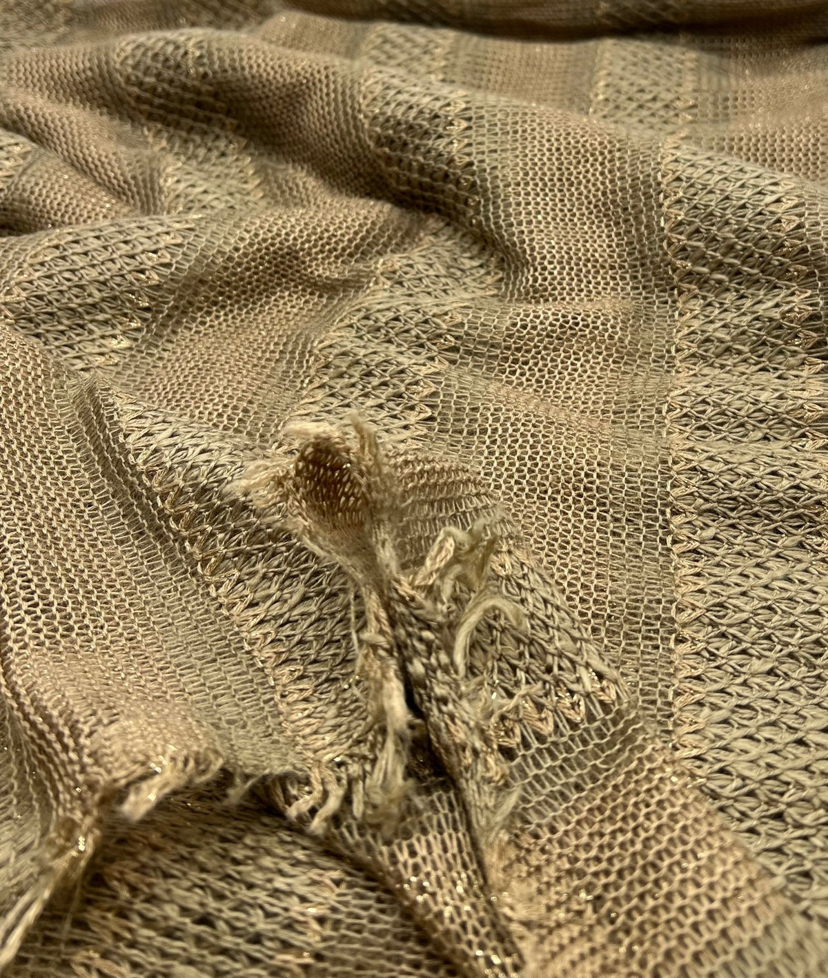 Brown Green Gold Stripe Knitted Stretch Fabric