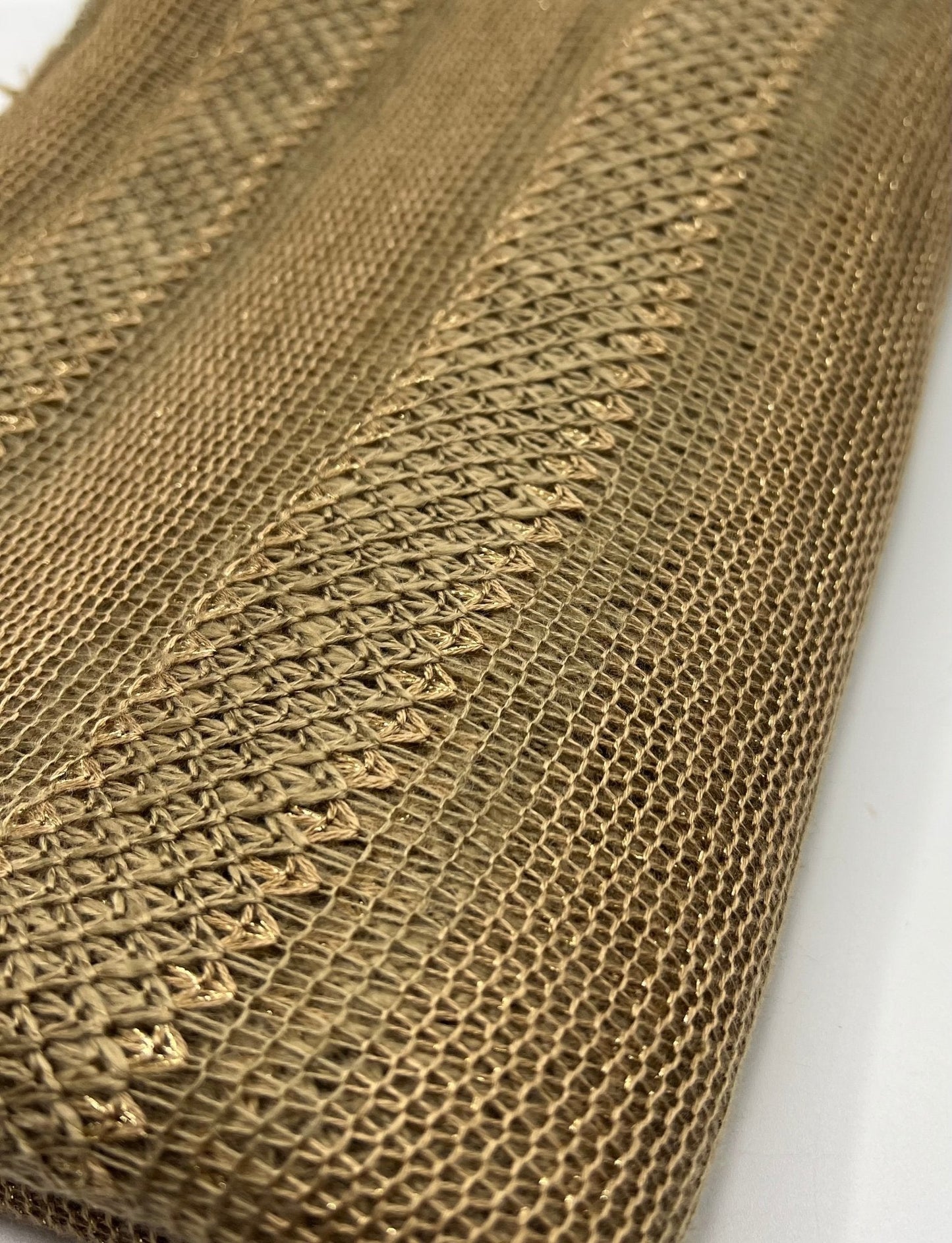 Brown Green Gold Stripe Knitted Stretch Fabric