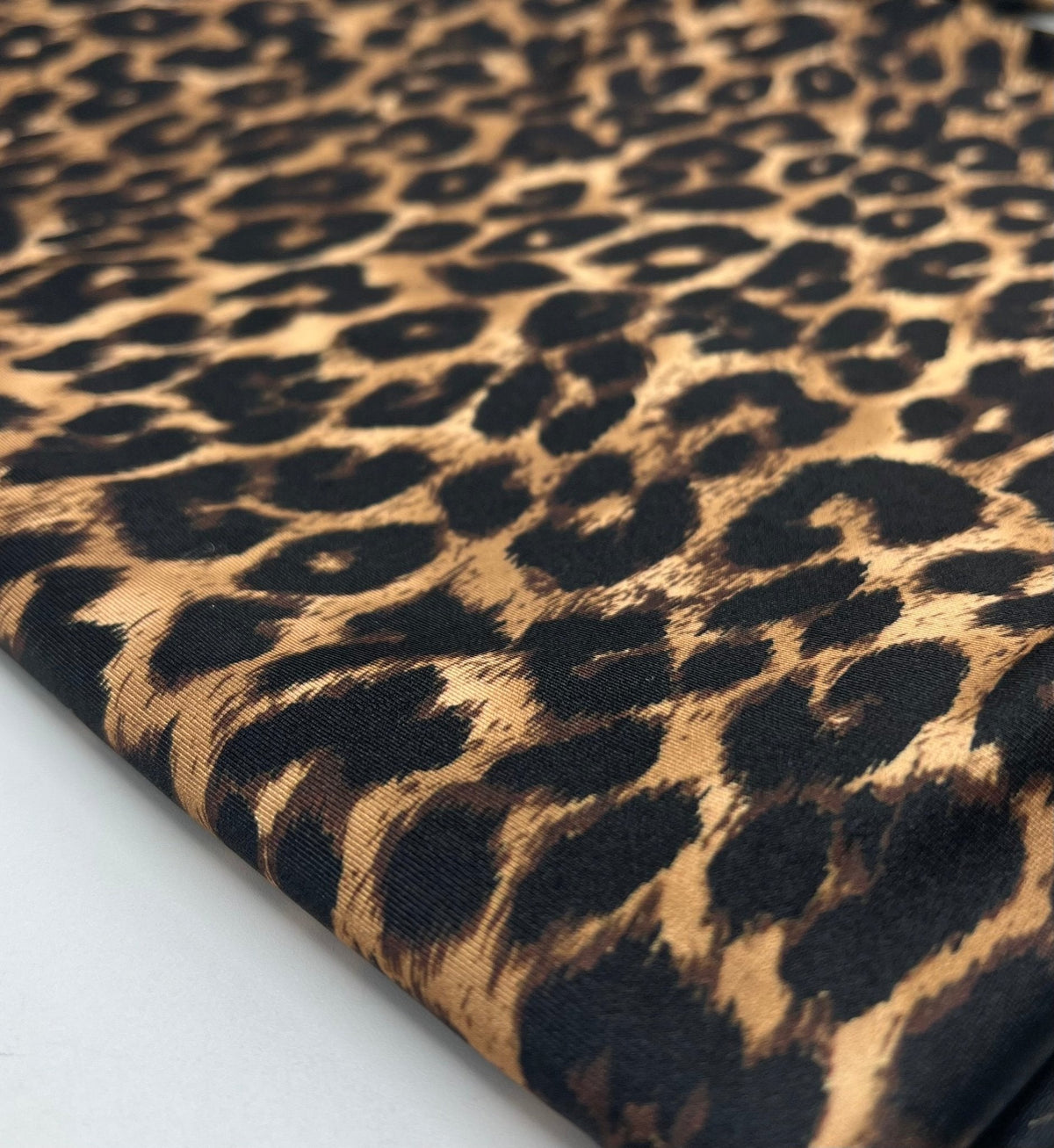 Brown Leopard Animal Swimwear / Sportswear 4 Way Stretch Fabric