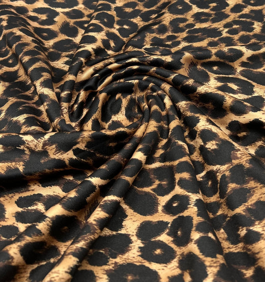 Brown Leopard Animal Swimwear / Sportswear 4 Way Stretch Fabric