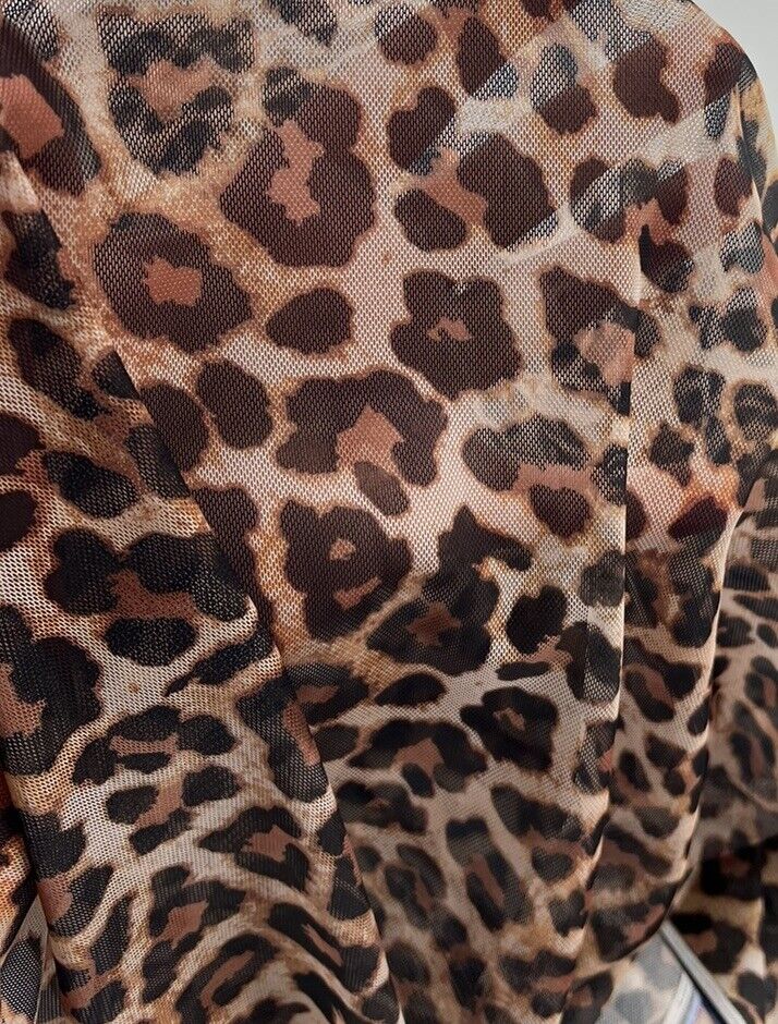 Brown Leopard Mesh Fabric Stretch