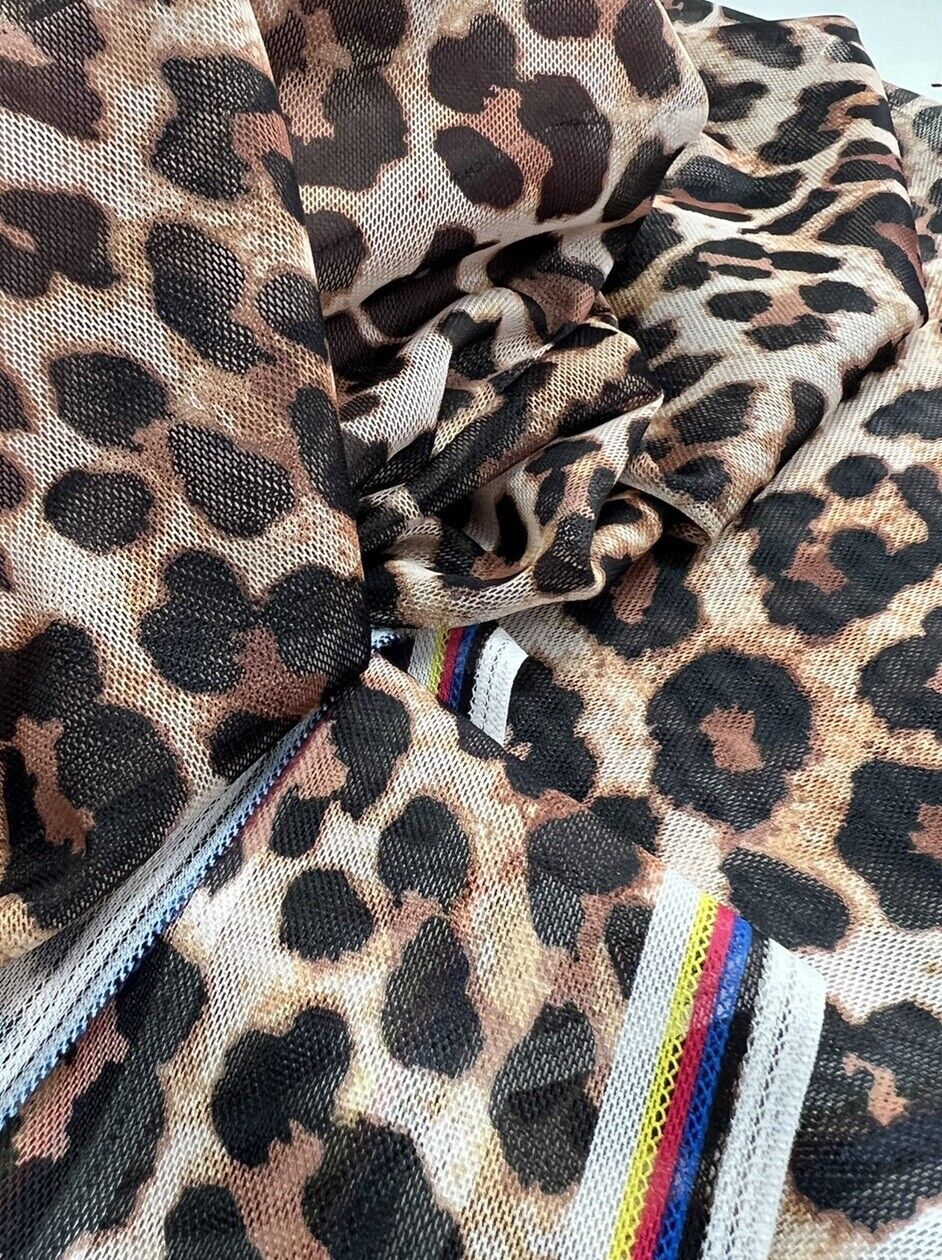 Brown Leopard Mesh Fabric Stretch