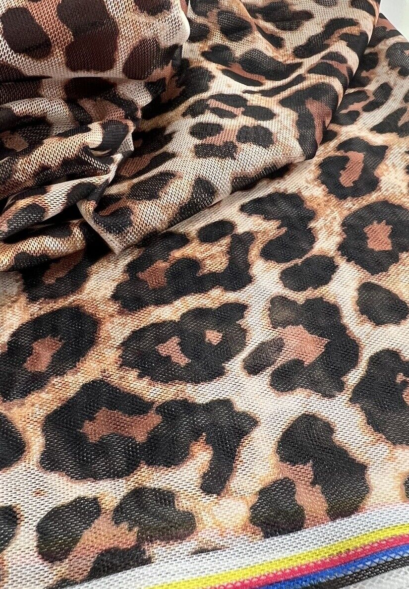 Brown Leopard Mesh Fabric Stretch