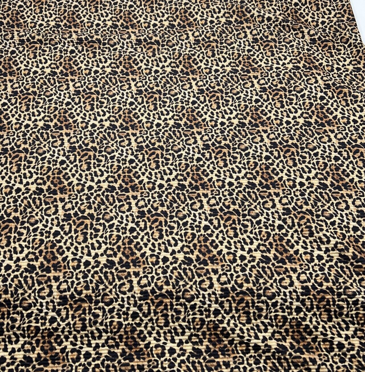 Brown Leopard Print 2X1 Fine Rib Stretch Fabric