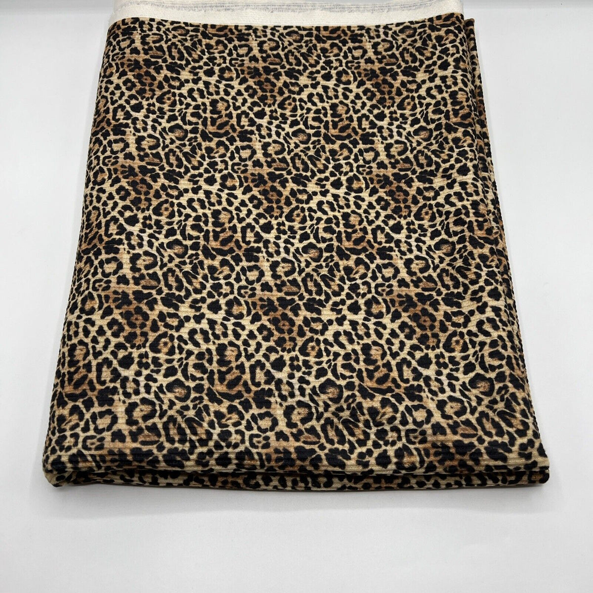 Brown Leopard Print 2X1 Fine Rib Stretch Fabric